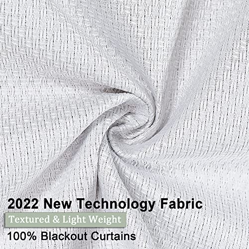 Owenie 108 Inch Textured Curtains Blackout, Solid Durable Room Darkening Drapes With Thermal Insulated Liner, Grommet Soundproof Window Drapes For Bedroom/Living Room, W42X L108, 2 Panels, White #TOP5
