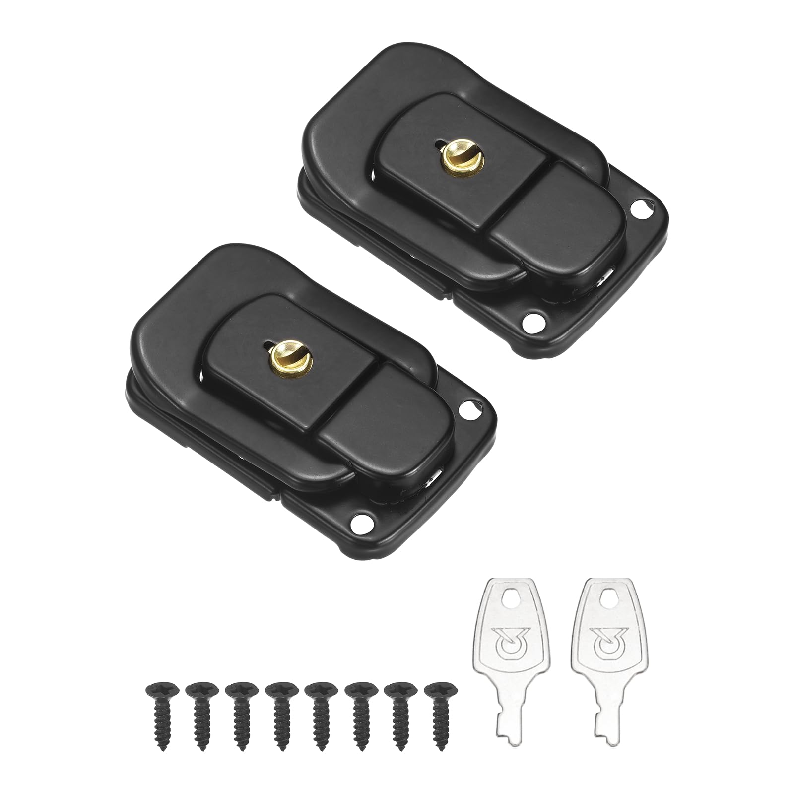 PATIKIL Suitcase Lock Hasp Set (Black) (2Pcs) Decorative Metal Toggle Catch Latch with Screw and Key Suit for - Suitcase/Jewelry Boxes/Wooden Case/Luggage — image 1