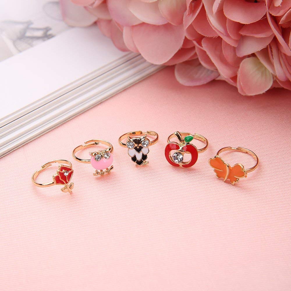 Fineder 36pcs Little Girl Adjustable Rings in Box, Children Kids