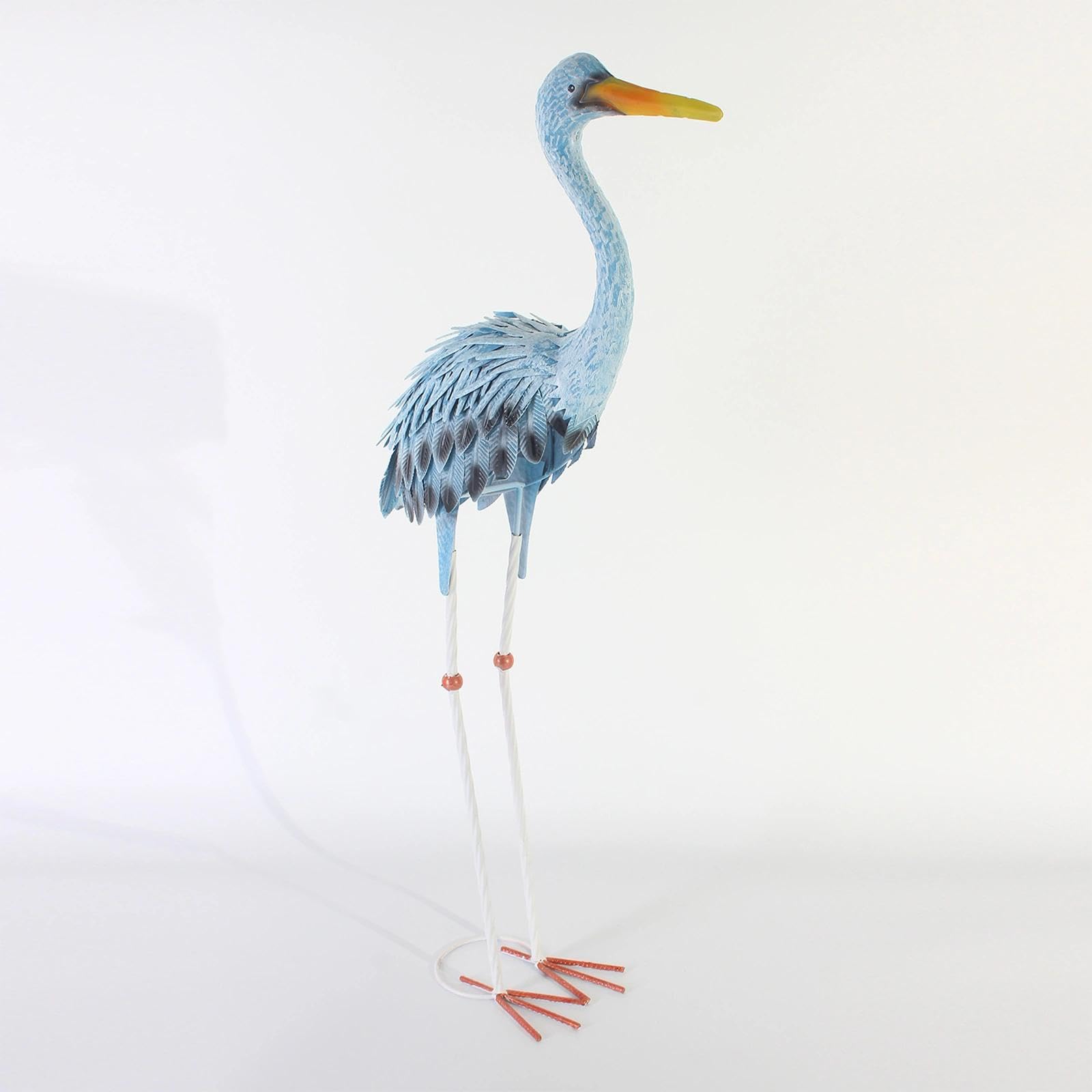Niebieska czapla ogrodowa, do użytku na zewnątrz, wodoodporna, duża, metalowa figurka żurawia, wysokość 84 cm, do użytku wewnątrz i na zewnątrz, na taras, trawnik, staw