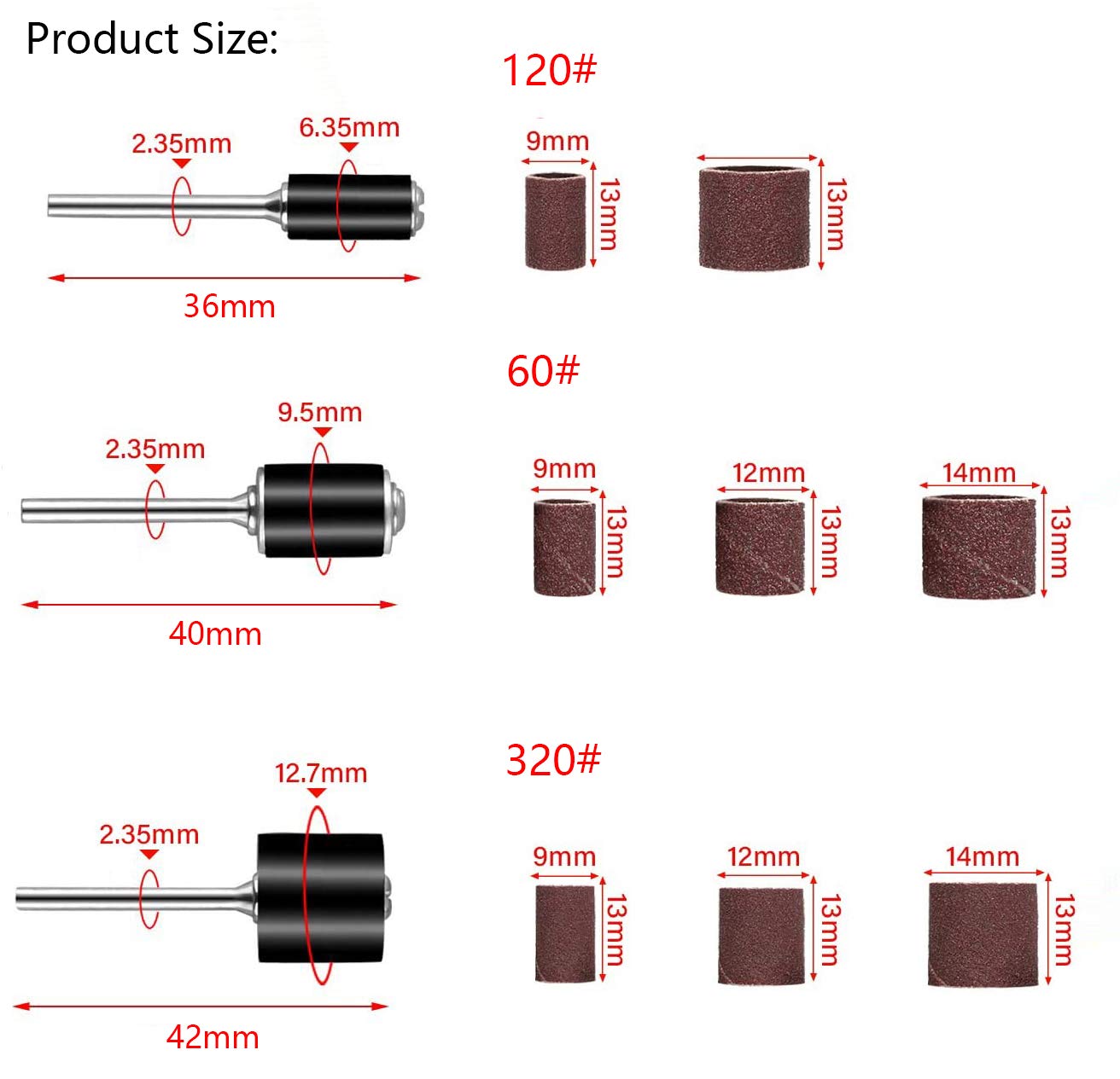 Lot De 100 Manchons De Ponçage Pour Outil Rotatif (type Dremel) - Avec 2 Mandrins - Diamètre 8 Mm, Hauteur 12 Mm - Pour Polissage, Dérouillage