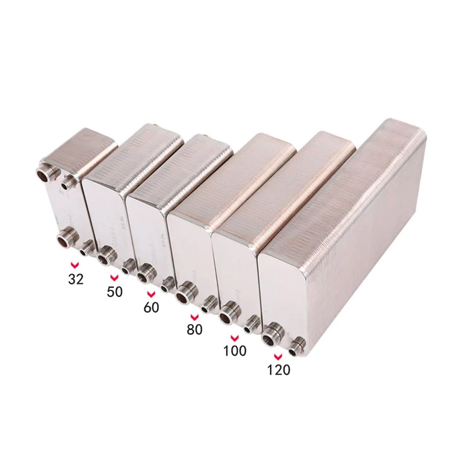 VChics Échangeur de Chaleur, Échangeur De Chaleur À 120 Plaques en Acier Inoxydable, Chauffe-Eau À Plaques Brasées SUS304 pour Chauffage par Le Sol, Chauffage de l'eau(Different Side)