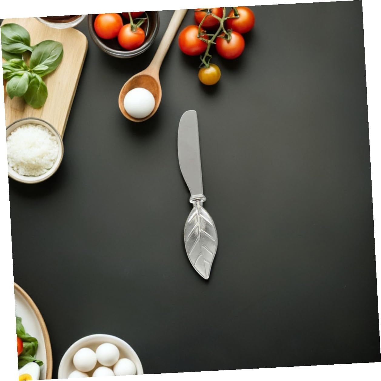 4pcs Leaf Butter Knife Set Zinc Alloy Silver for Appetizers