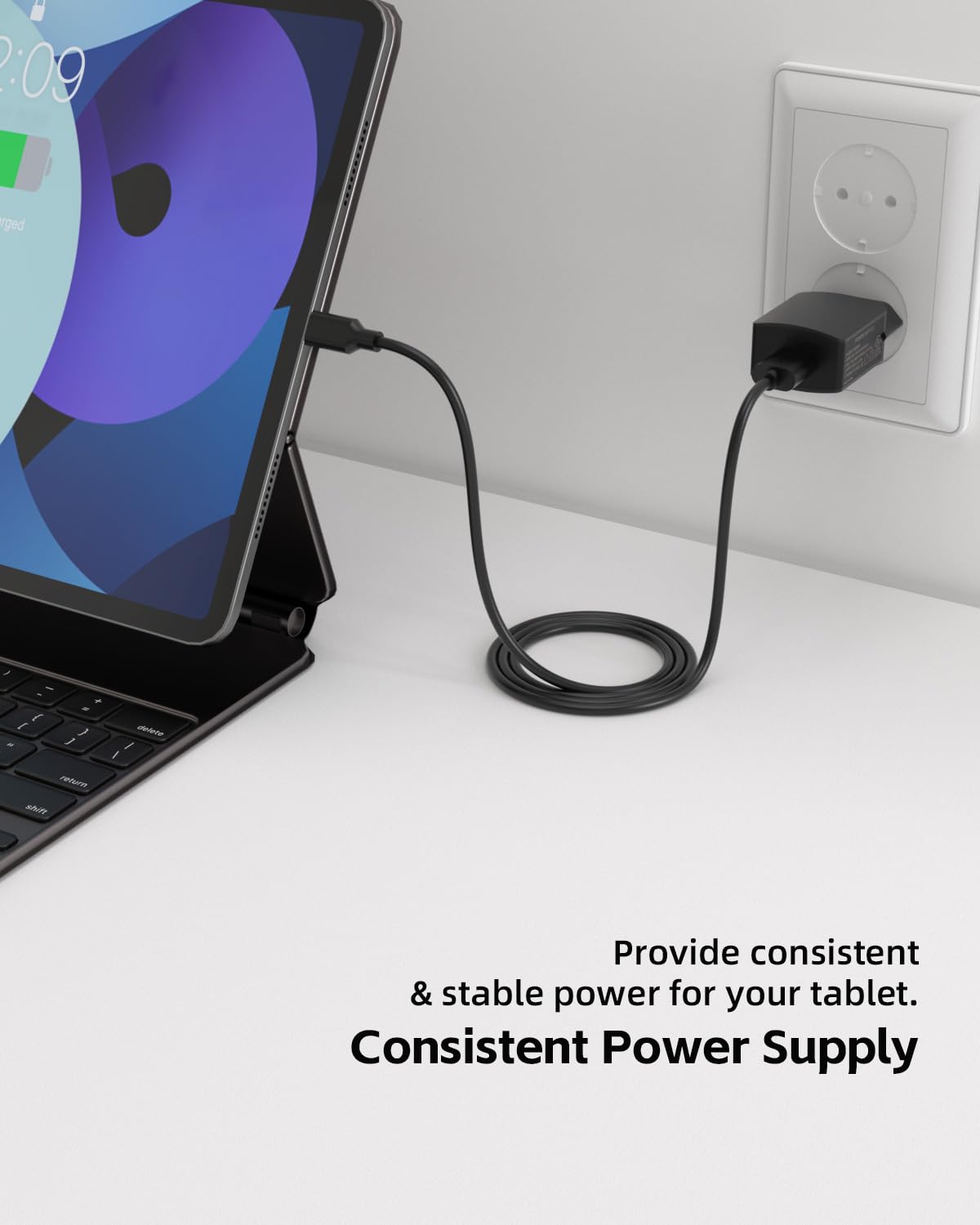 Superer USB Tipo C Cargador Compatible con Samsung Galaxy Tab A 10.1 2019 SM-T510, 8.0 SM-T380/T385/T590 Tablet Cable de Alimentación