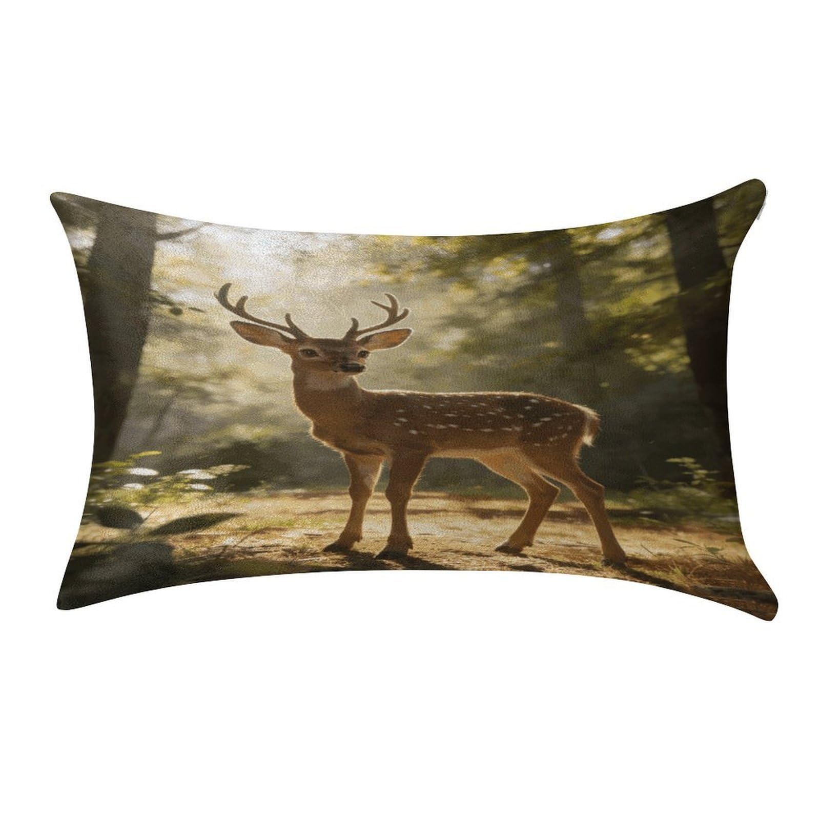 Fodpand Style Deer Encounter The Dawn Light Pillowcase,Elegant Designed Home Decor,Velvet Pillowcase,Soft And Cozy,Pillow Case Cover With Hidden Zipper For Bedroom, Sofa, Couch