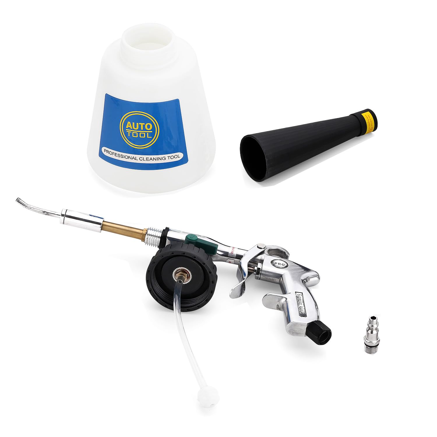 EXLECO Pistolet do czyszczenia wnętrza samochodu, 60 l, 6~9,2 bar, pistolet do czyszczenia sprężonego powietrza, pistolet do mycia wnętrz, przenośny pistolet natryskowy ze szczotką, ręcznikiem z