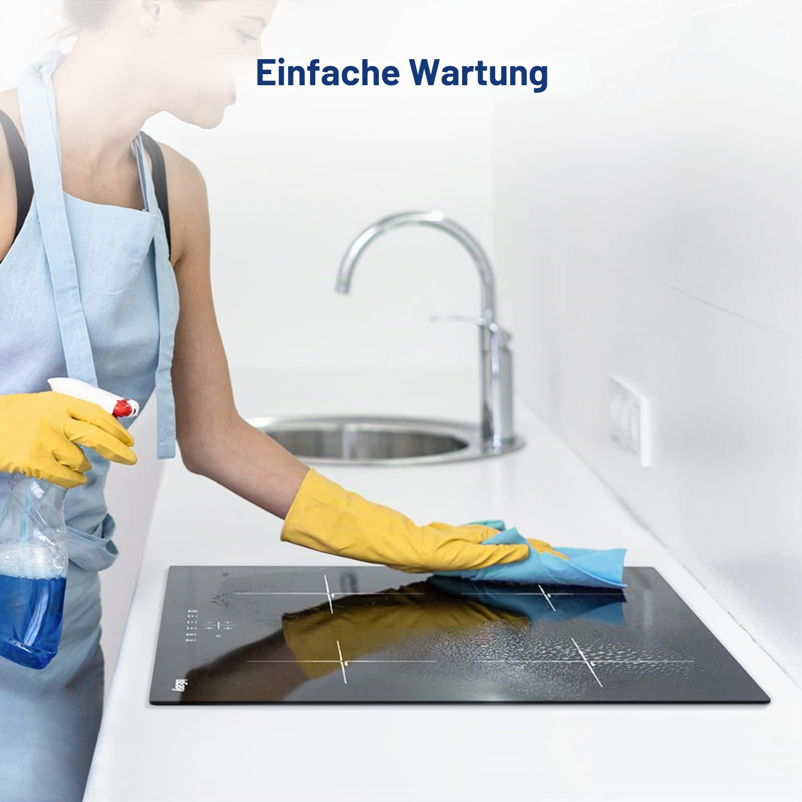 Induktionskochfeld, IsEasy Einbau Induktionskochplatte, 4 Zonen/6800W/60cm, Autark induktionskochfeld mit Berührungssteuerung, Überhitzungsschutz, 9 Heizstufen &1-99Min Timer, Boost-Funktion, Schwarz