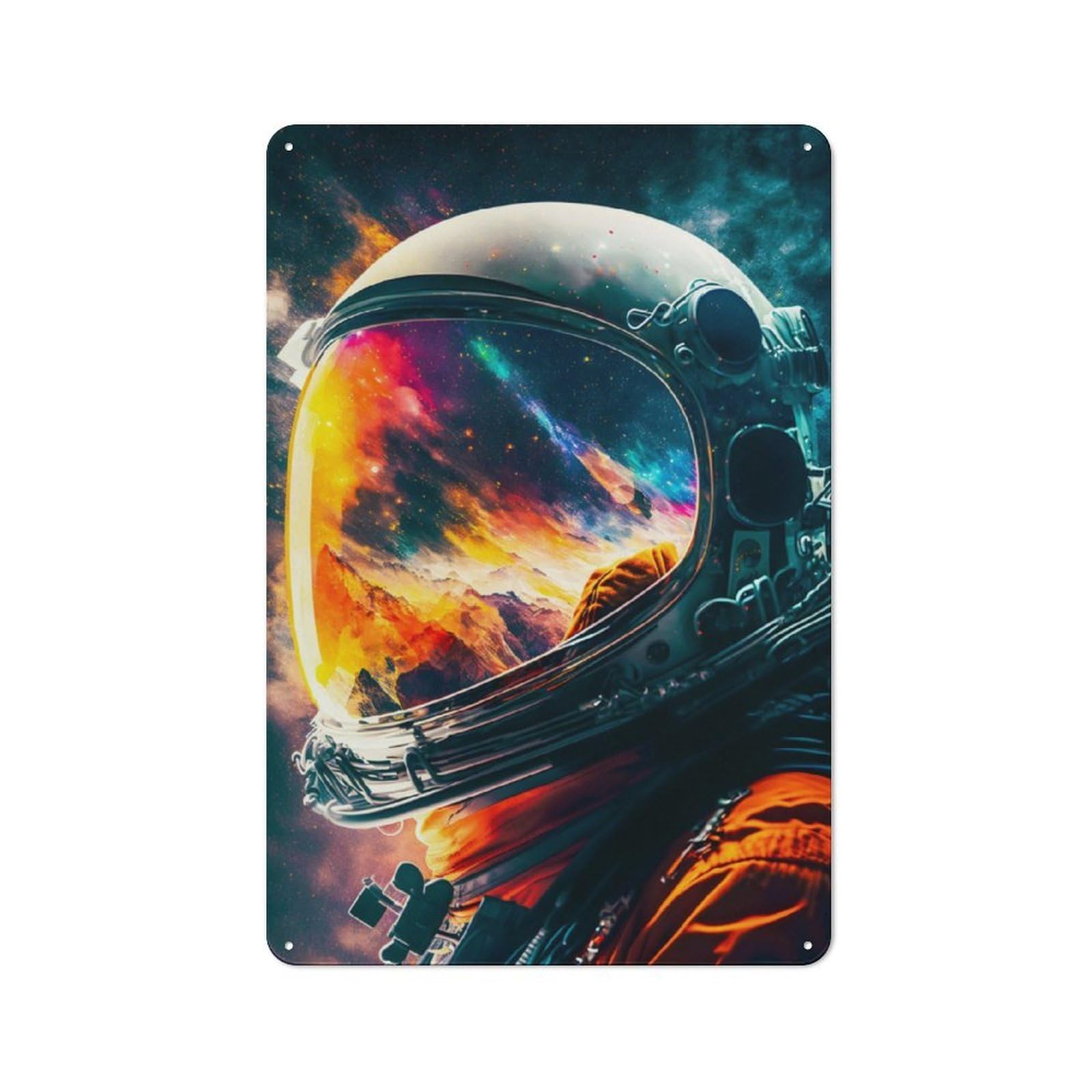 Junmoney Astronau Reflections 13 30X20cm Retro Metal Sign With For Man Cave Or Games Room, Tin Sign Wall Decor For Games Rooms And Man Caves