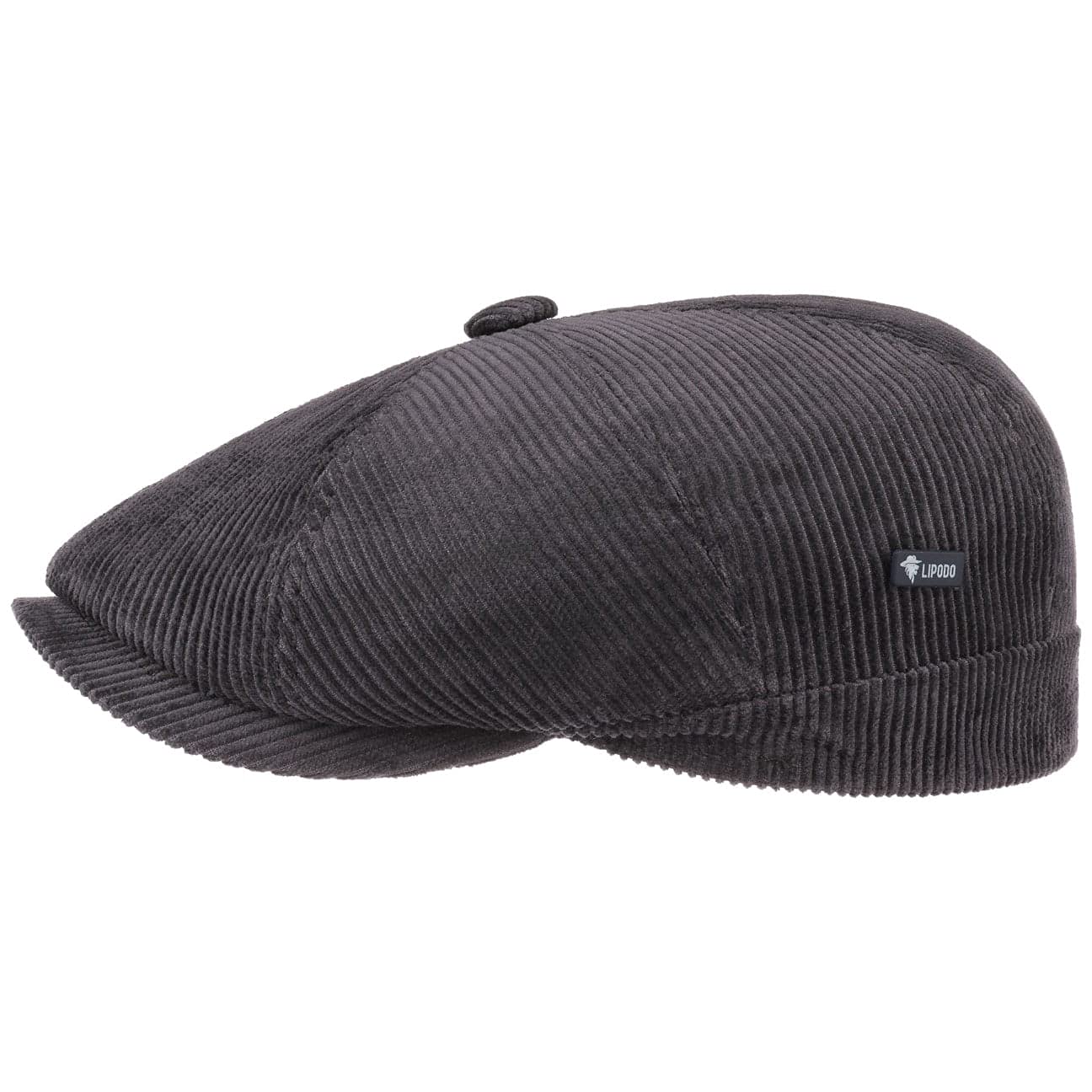 Lipodo 8-Panel Cord Flat Cap Italian-Made Ivy Cap Plain Color Peaked Cap Men Fall Winter Regular-Fit Lined
