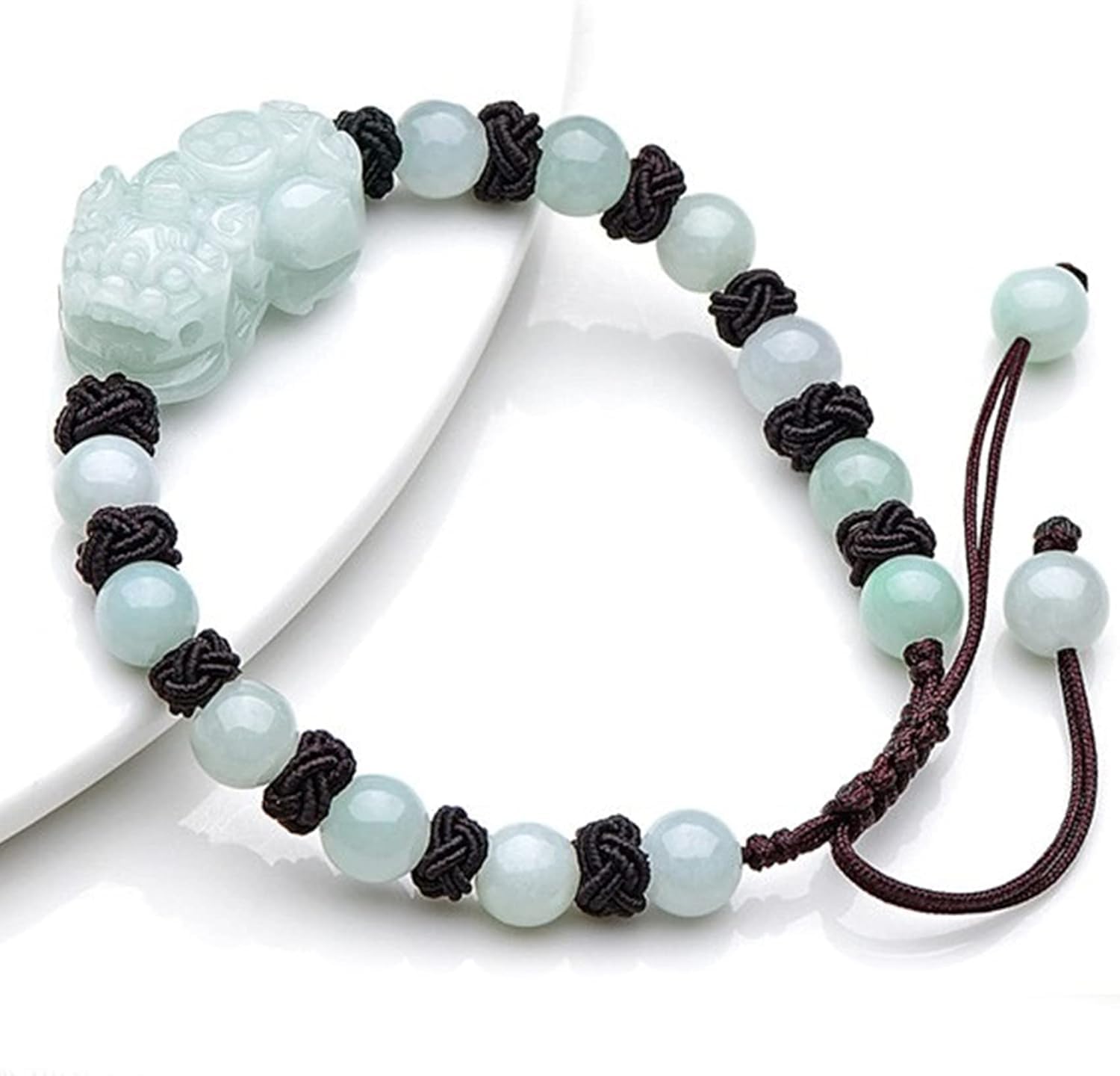 Pulsera De Cuentas, Pulsera De Amuleto Pulsera De Esmeralda Auténtica Pulsera De Hilo Ajustable Roja De La Suerte para La Buena Fortuna Valiente Suerte para Mujeres Hombres,Red