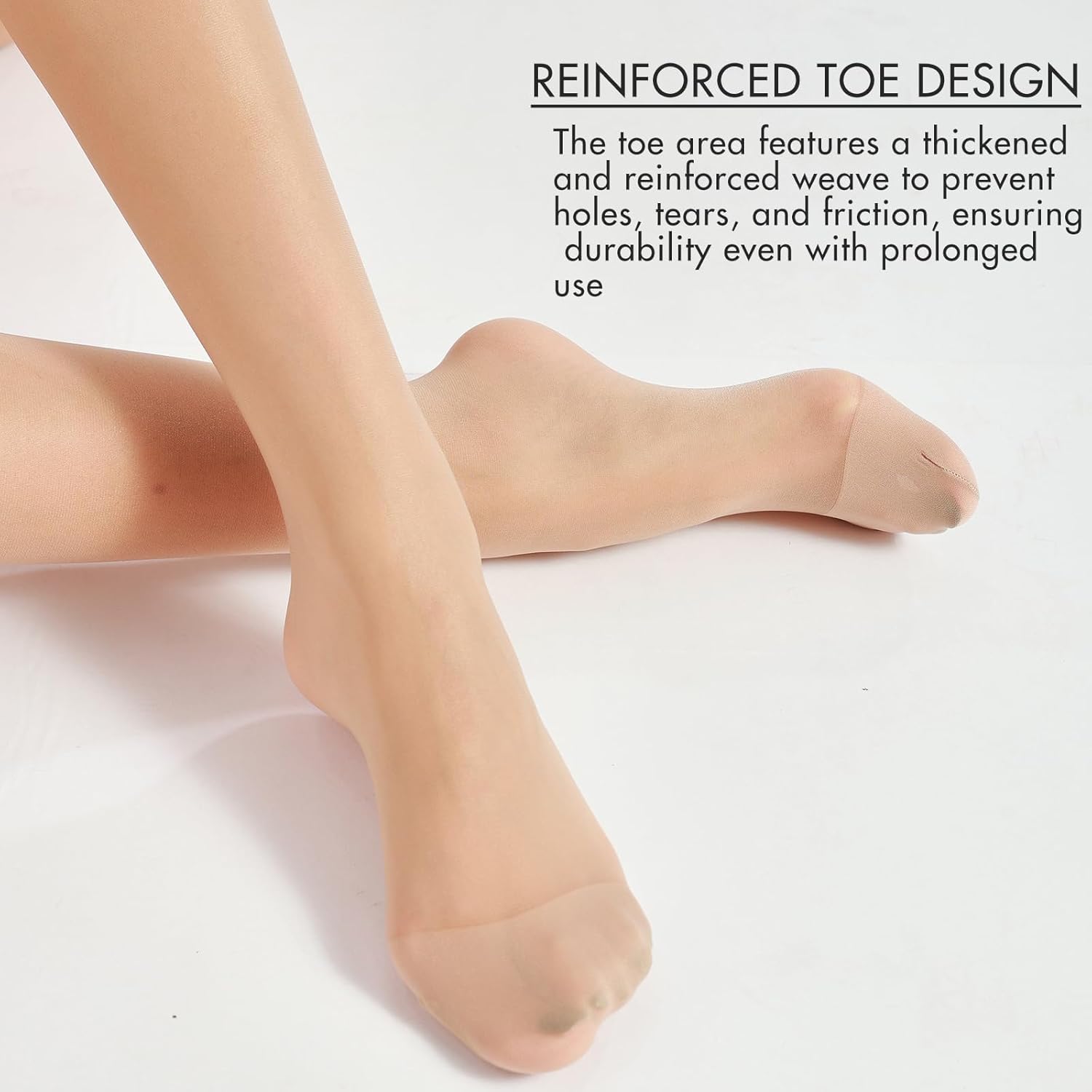 Sheer Tights for Women, 20D Legs, 40D Reinforced Top, Run-Resistant Knit, High-Stretch Waist, Reinforced Toes - Image 4