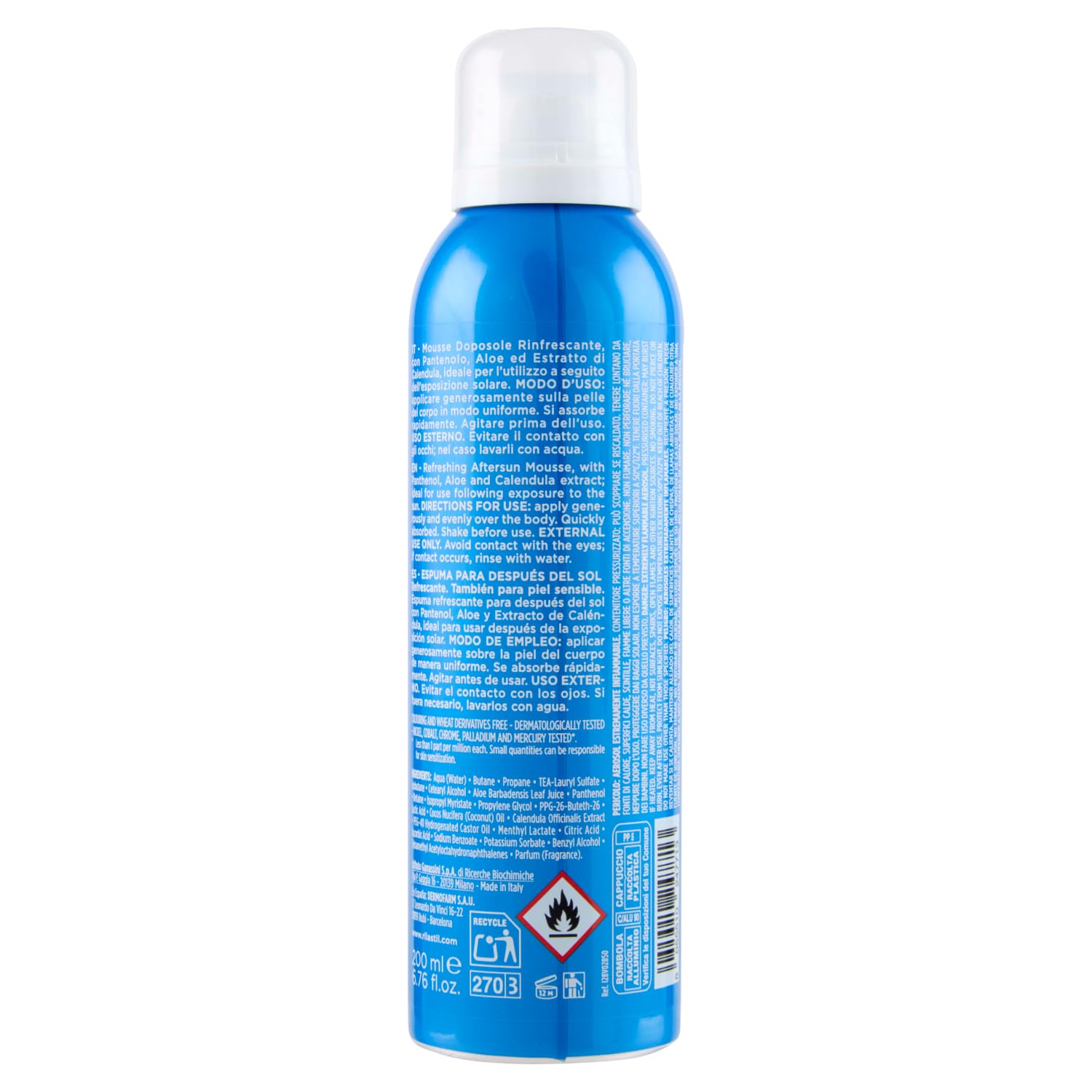 Rilastil Sun System Mousse Doposole Rinfrescante per Pelle Sensibile con Pantenolo, Aloe ed Estratto di Calendula, 200 ml