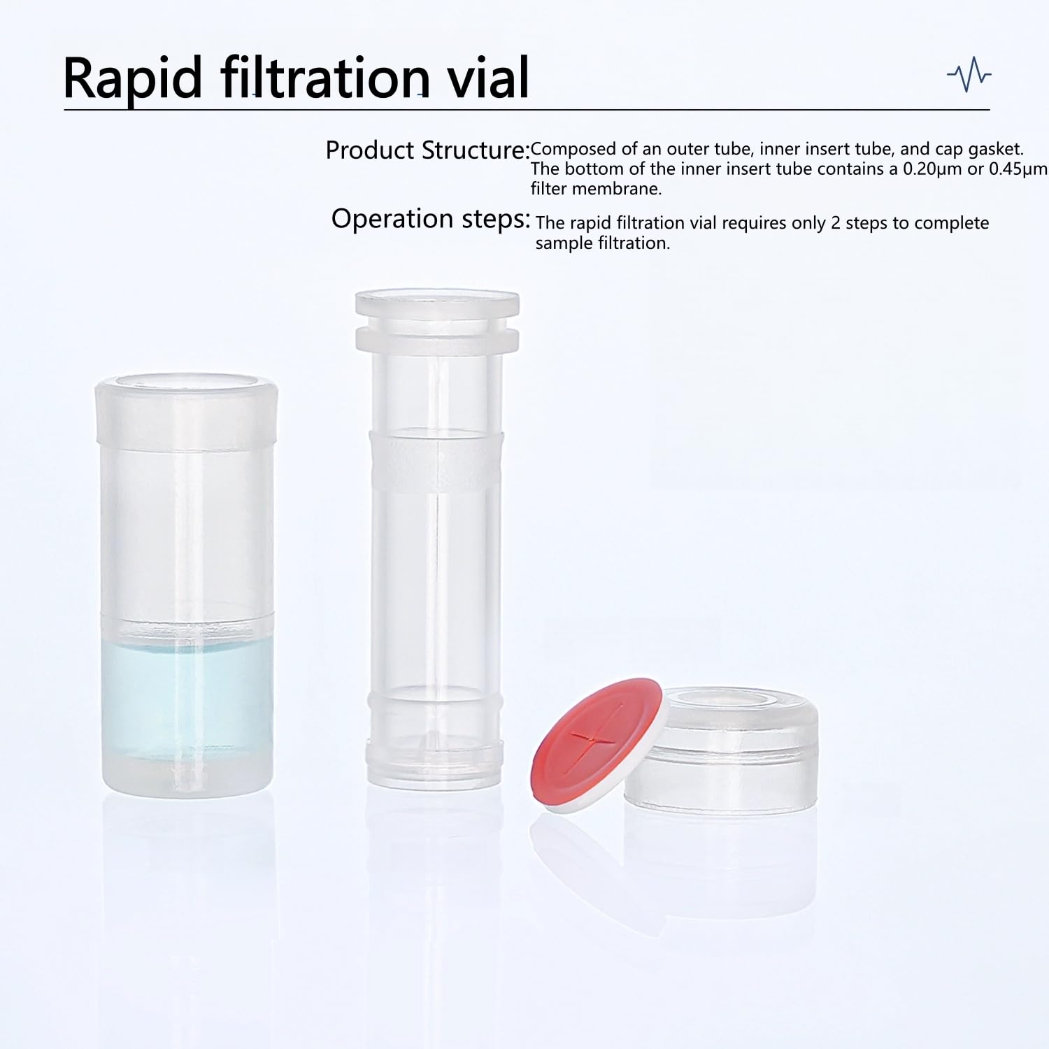 Viales de HPLC, filtración rápida GHP, botellas de muestra de PP de 0,22 μm y 0,45 μm de 400 μl(100pcs GHP 0.22μm)