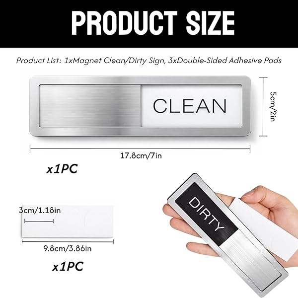 1 pezzo Magnete per lavastoviglie PULITO/SPORCO, segnale magnetico con cursore, indicatore bicolore per stato stoviglie pulite o sporche, ideale per cucina e casa - 2