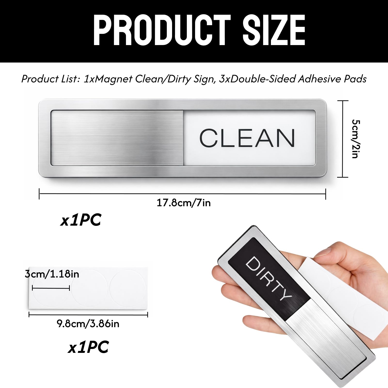 1 pezzo Magnete per lavastoviglie PULITO/SPORCO, segnale magnetico con cursore, indicatore bicolore per stato stoviglie pulite o sporche, ideale per cucina e casa - 3