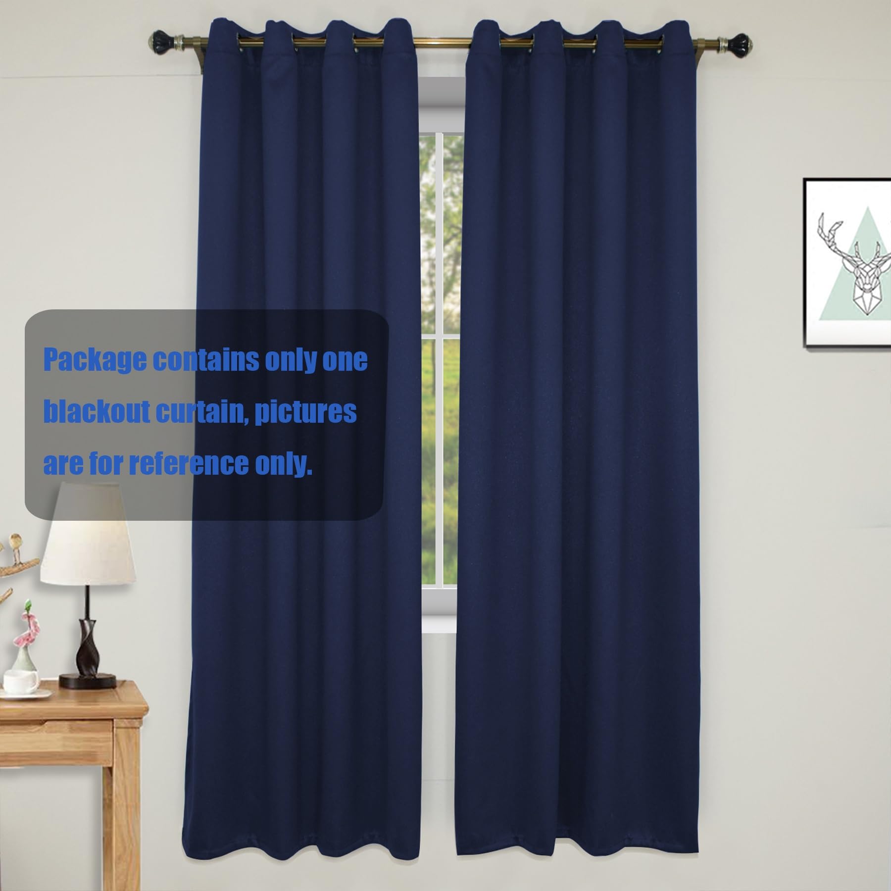 Moderner geräuschreduzierender Vorhang mit U-Band für Schiene, 50 x 100 cm, waschbar, Raumteiler, Verdunkelungsvorhänge für Wohnzimmer, Blau