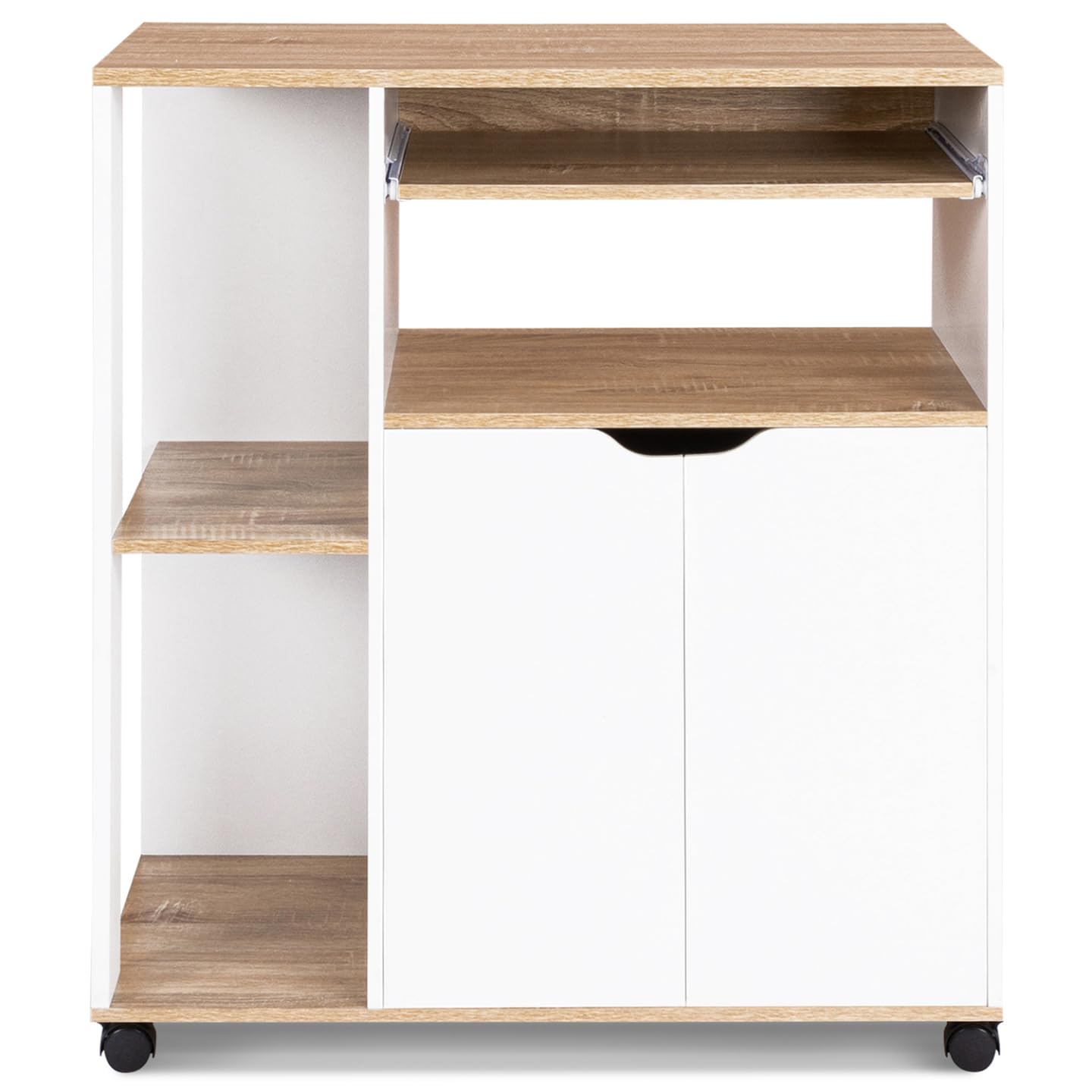 IDMarket - Desserte de cuisine COSI bois blanc et plateaux façon hêtre L.76 CM