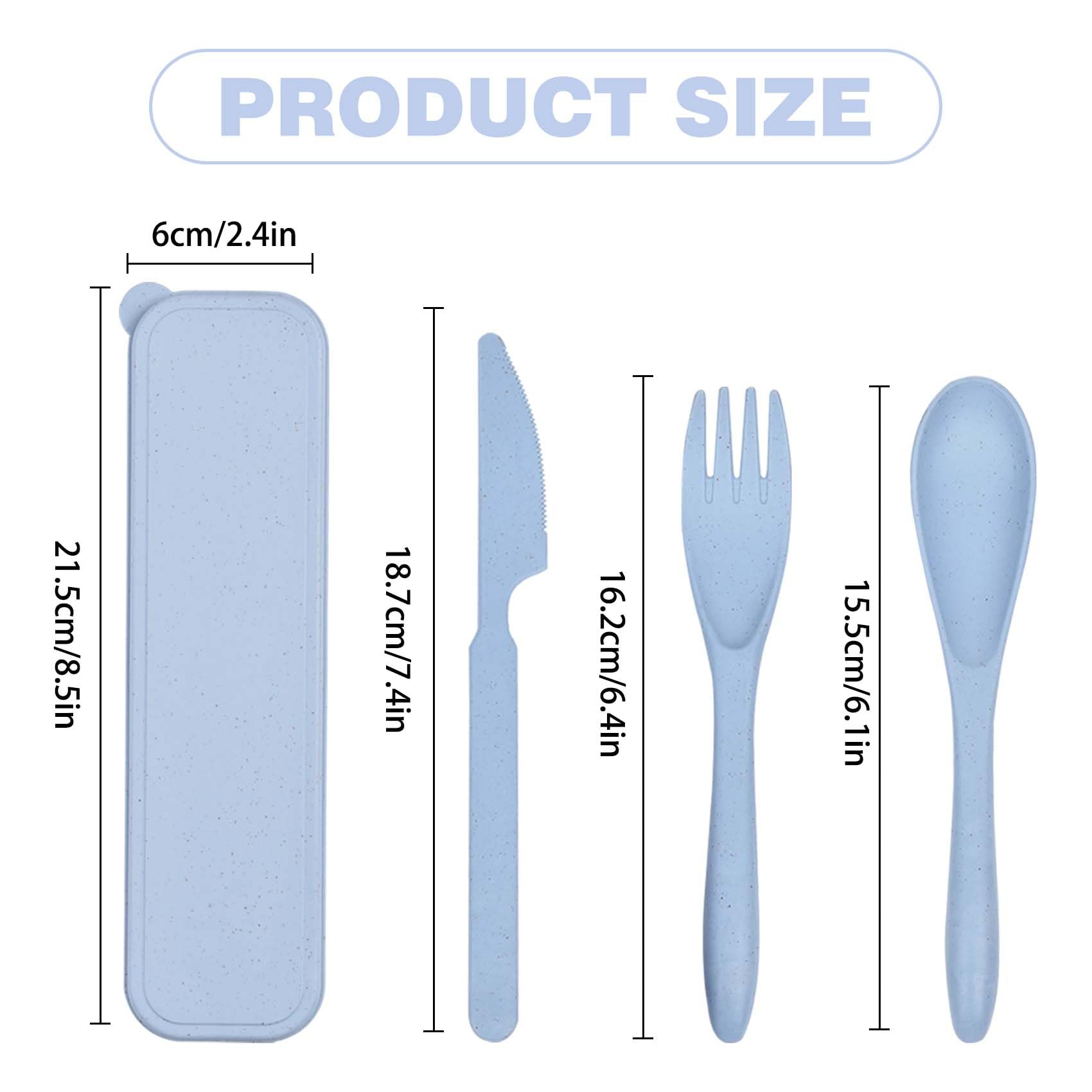 2 Set Posate Da Viaggio Con Custodia - Coltello, Forchetta, Cucchiaio In Plastica Riutilizzabile (Rosa+Blu) - Foto 12