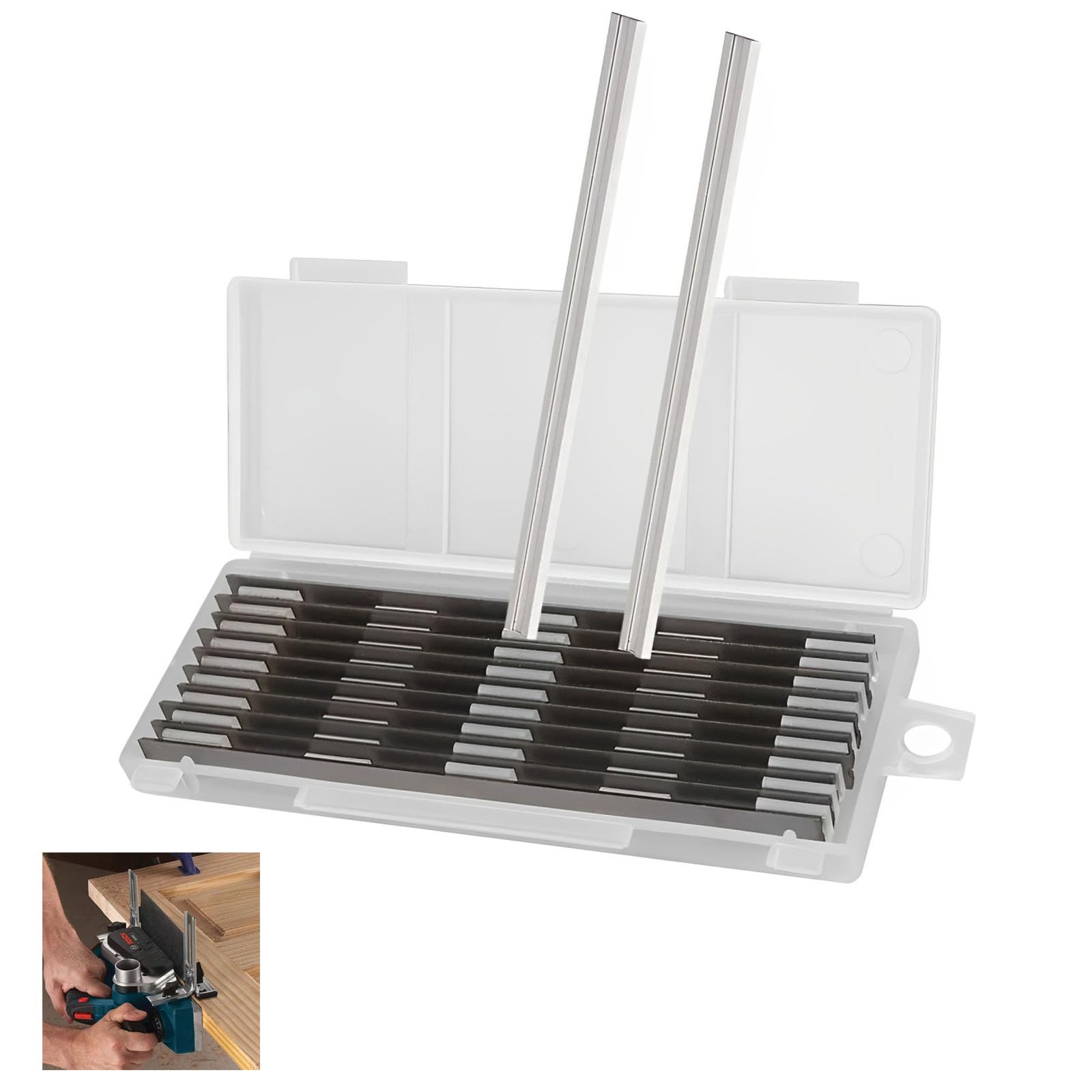 12Pcs 82mm Reversible Electric Planer Blades, Precision Ground HSS, Professional DIY Woodworking