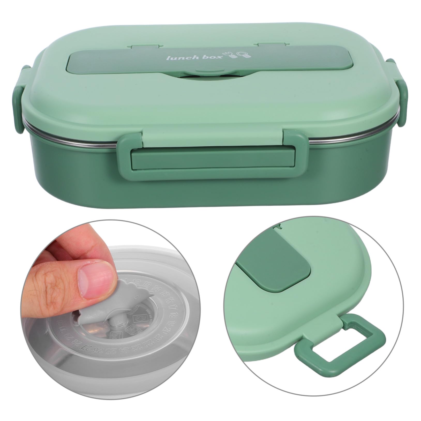 Fiambrera Bento para Adultos de Acero Inoxidable 1500ml, 4 Compartimentos | Verde, Hermética y Dividida, Incluye Tazón para Sopa, Vajilla, Palillos y Cuchara, Decoracion Colegio