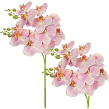 DILATATA 30 Inch Pink Orchids Artificial Flowers Real Touch Phalaenopsis Spray Artificial Orchid Stems Fake Phalaenopsis Tall Faux Flowers Arrangement for Home Decor Party Wedding Decor-2 Pcs
