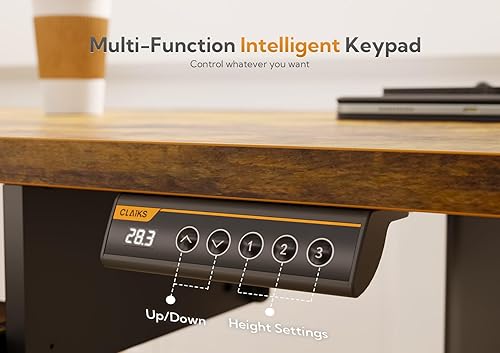 Miniatura 6 de Claiks Escritorio de pie con bandeja para teclado, escritorio de pie de altura ajustable, escritorios elevados para oficina en casa y estación de