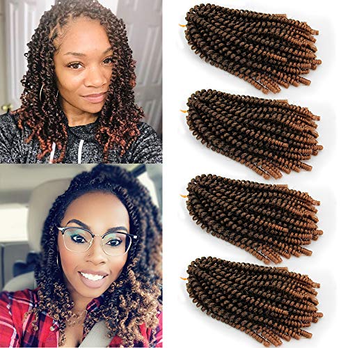 4Pcs Spring Twist 8 inches Ombre Fluffy Spring Twist Crochet Braiding Hair Bomb Twist Crochet Synthetic Hair Extension #T1B/30