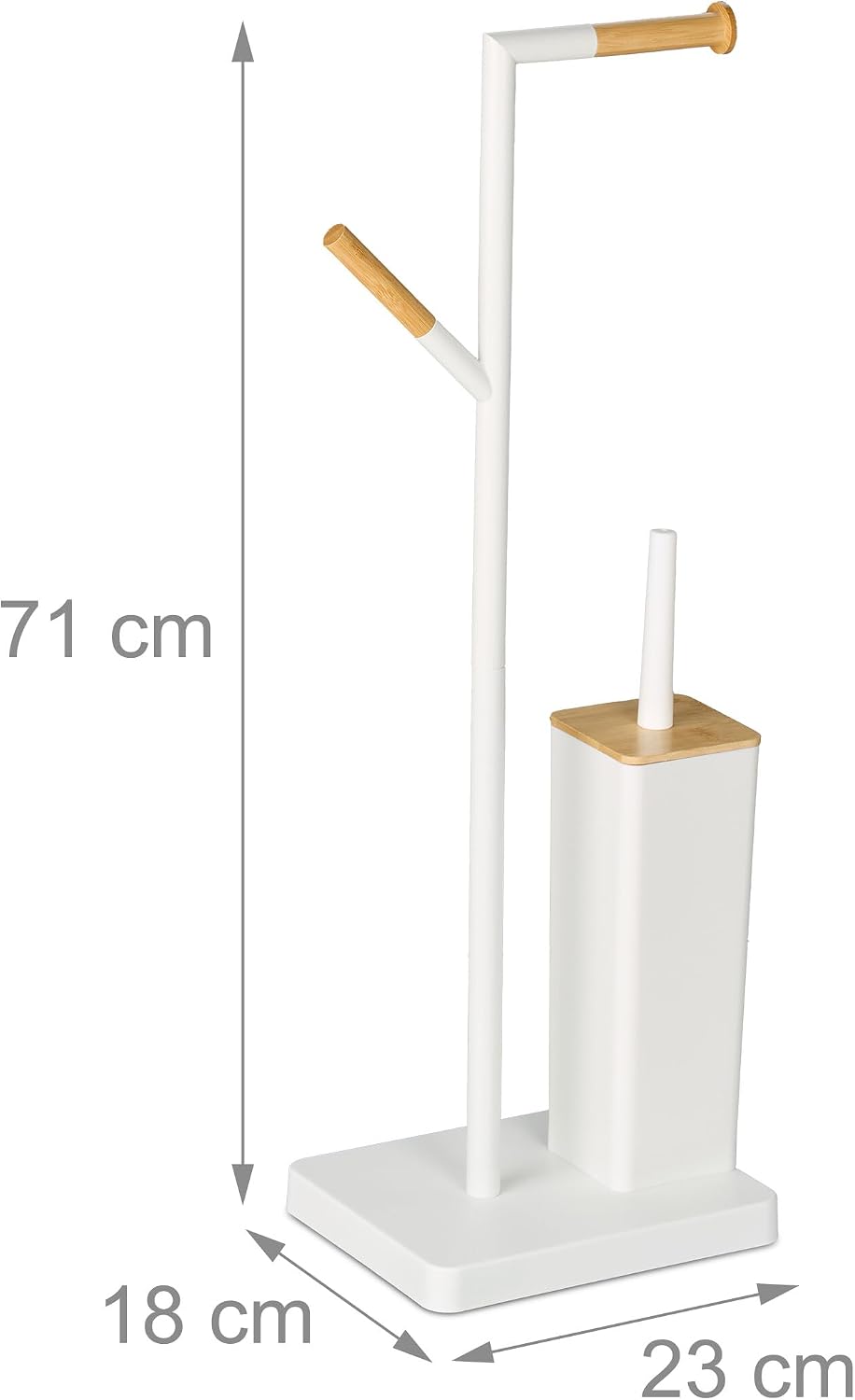 Relaxdays Standing Toilet Paper Holder 71 x 23 x 18 cm (H x W x D) White/Natural