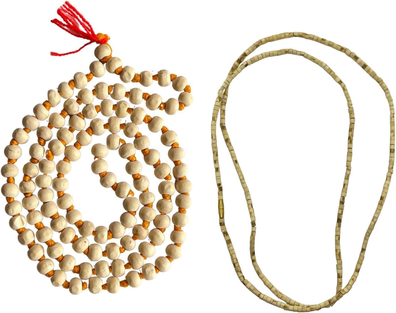 Naisha Tulsi Holy Basil Japa Mala 108+1 Beads & Tulsi Kanthi Mala Tulsi Ki Mala 2 Round Neck Mala Original for Daily Mantra Jaap, (Pack of 2)