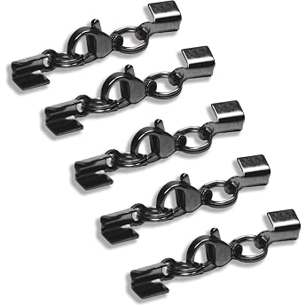 Pack of 5 Stainless Steel Clasps Lobster Clasp Stainless Steel Chain Clasp Jewellery Clasps for Approx. 2 to 3 mm Bands Bracelet Clasp for Chains Leather Band Jewellery DIY Black