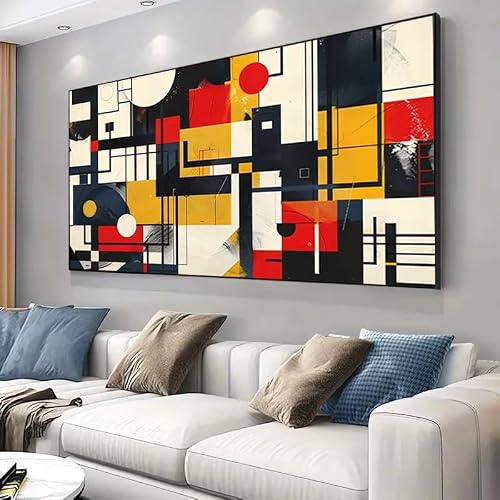 IHHGNB Vibrant Geometric Abstract Canvas Art Prints Modern Wall Decor, Colorful Shapes Textures for Living Room Bedroom Poster(50x100cm(20x39in)/No frame)