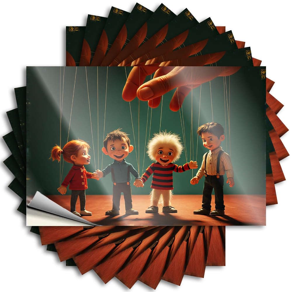 Pkrd Colour Funny Bumper Stickers Four Children Controlled By Strings, Puppet Show. Stickers 10Pcs Toolbox Stickers And Decals Love Stickers(8X12cm)