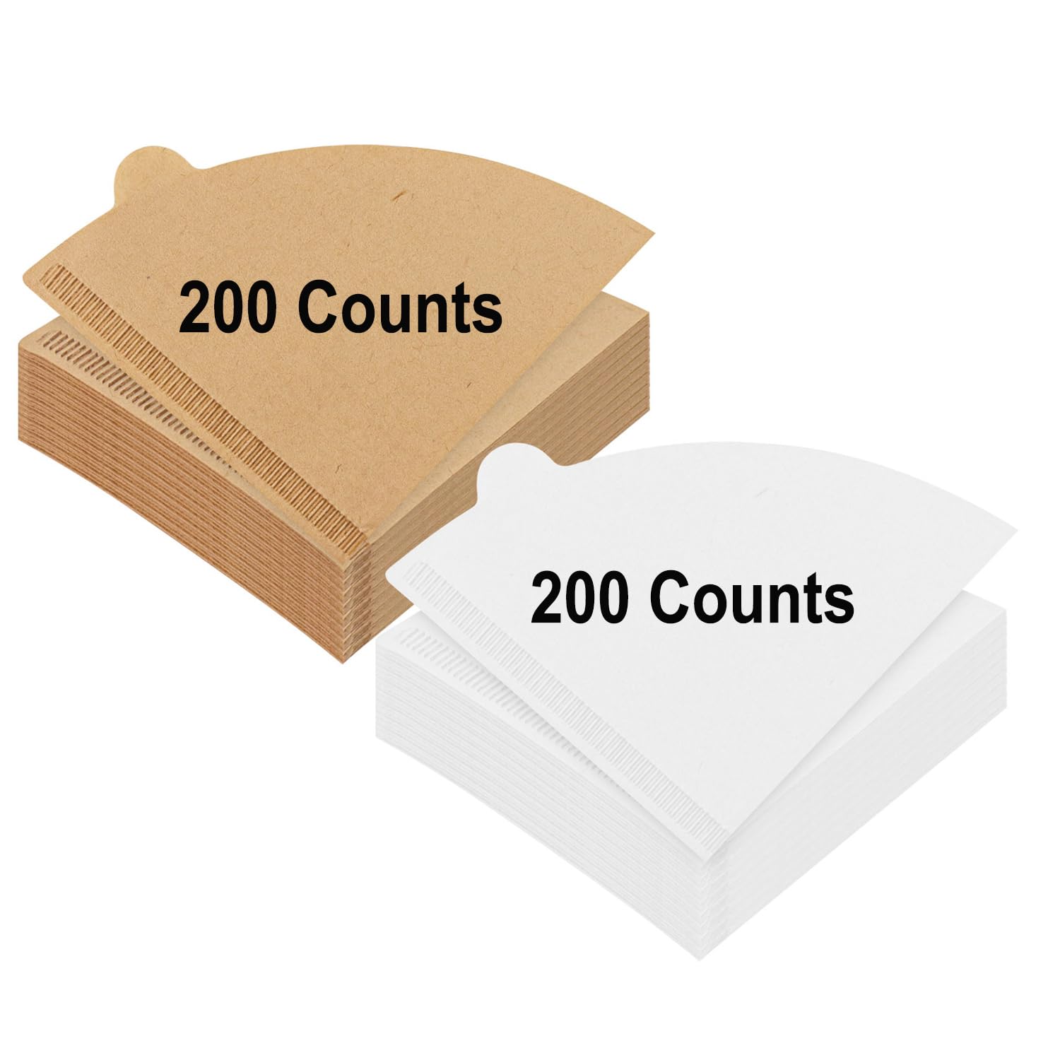 Krijuess 400 Counts Cone Coffee Filters V01, Disposable Unbleached Natural Coffee Filters 1-2 Cups, Pour Over Coffee Filters Compatible with V60 Dripper and Coffee Maker (Natural Brown and White)