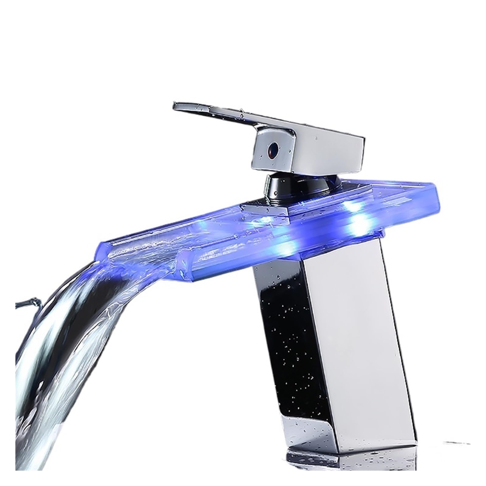 Robinet de lavabo de Salle de Bains de Remplacement à LED, Cascade en Verre, Robinet de Salle de Bains en Laiton, Robinet de lavabo supérieur
