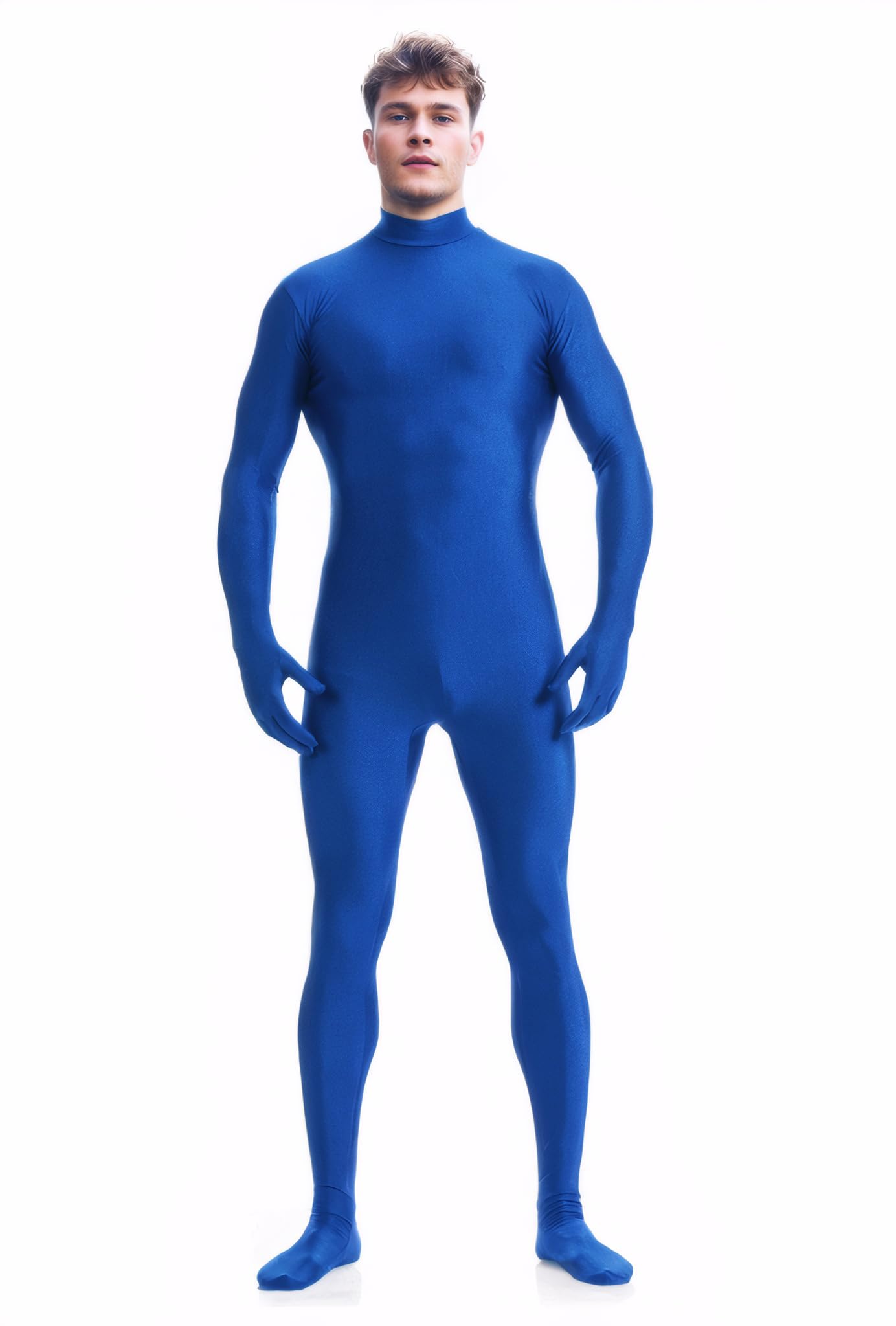 ATHX Men's and Women's Bodysuit Costume Back Zipper Spandex Headless Halloween Cosplay Unitard Stretchy Zentai Skin Suit