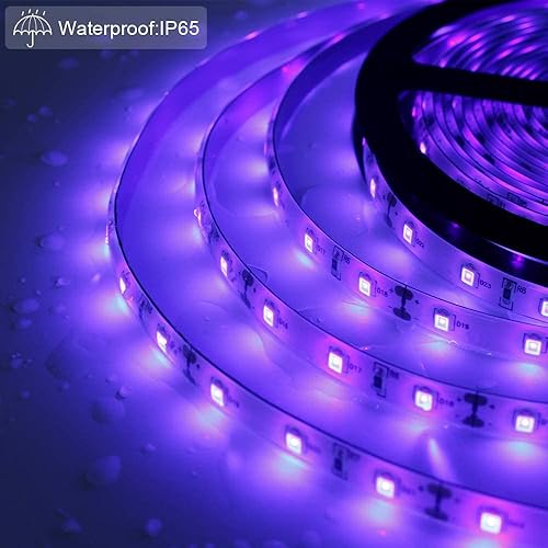 Miniatura 3 de Tira de luces LED de 12 V 16.4 pies, luz ultravioleta ultravioleta negra, luces de pesca nocturna, 5050 LED impermeable, tira LED UV con cable de