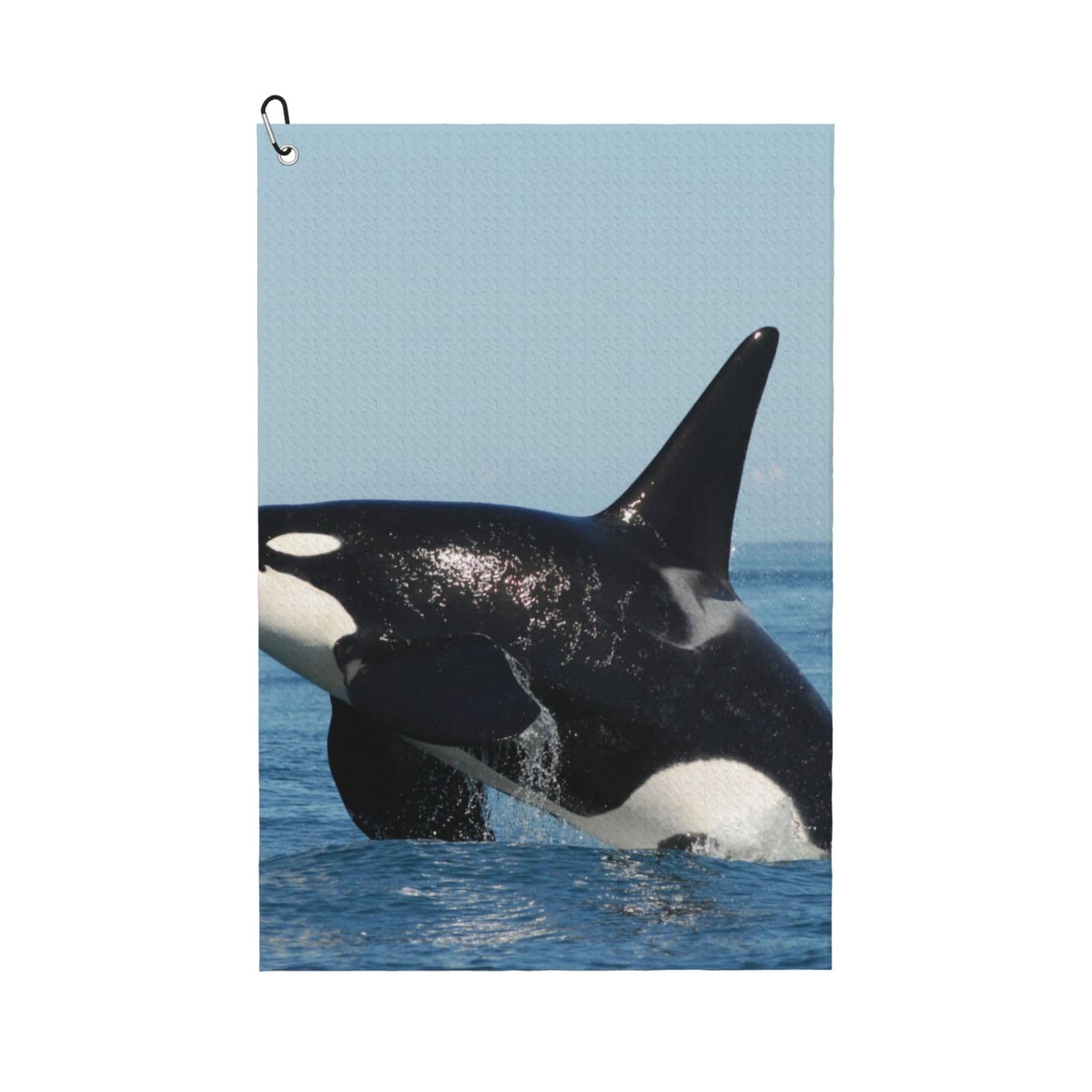 Hnnkloy Killer Whale Printed, 16x24 in Portable Waffle Golf Towels with Carabiner Clip for Golf Bag