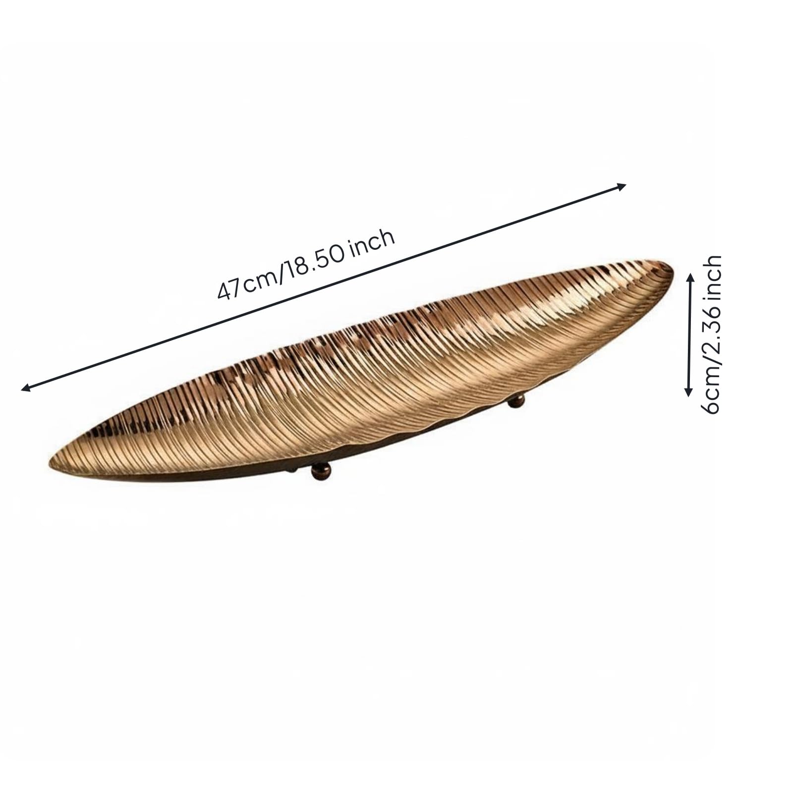 Fuente de Servicio de Pescado Bandeja Platter Servidor en Acero Inoxidable para Alimentos con Apariencia Moderna y Textura Martillada Adecuada para, Oro Rosa, 470X140XH60MM