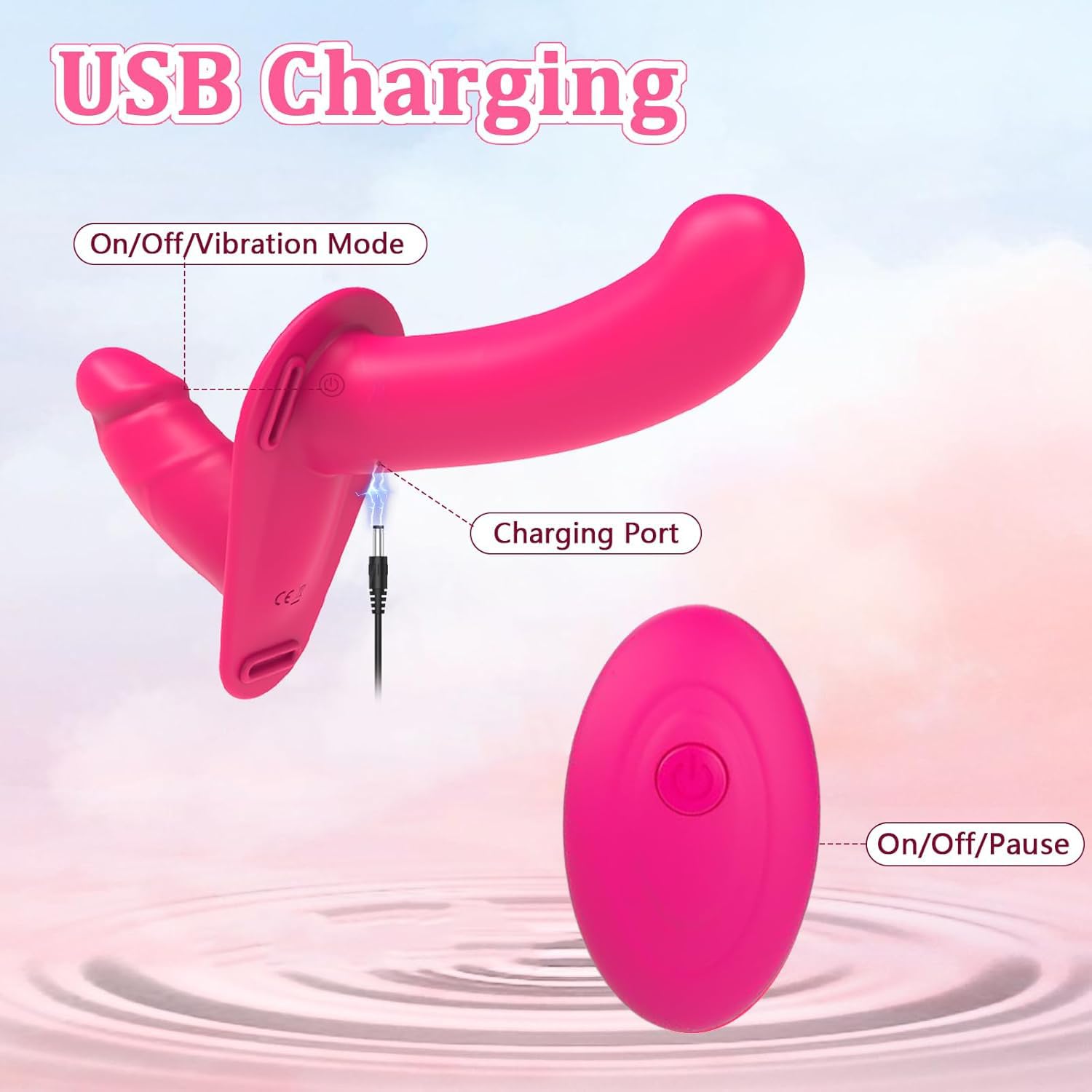 Vibratore fallico con cinturino, a doppia punta, indossabile, giocattolo erotico, regolabile