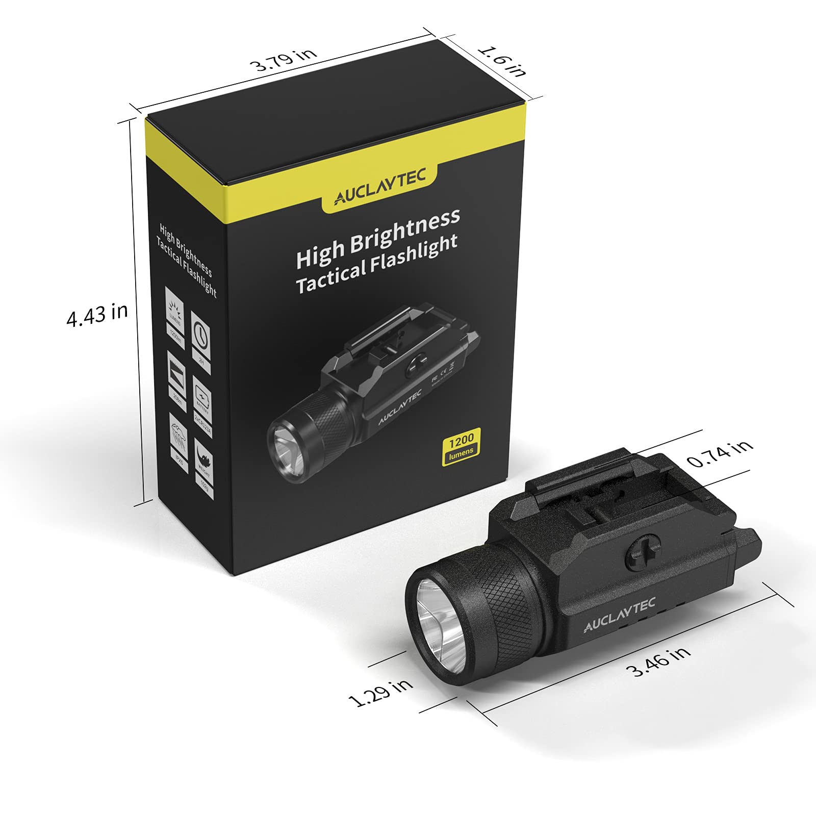 AUCLAYTEC Gun Light 1200 Lumens Compact Pistol Light LED Tactical for