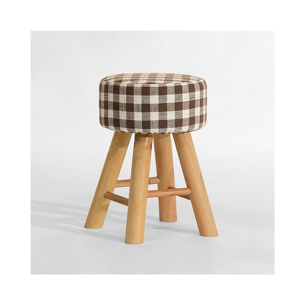 Tabouret de dressing en bois massif et tissu pour décoration de chambre moderne