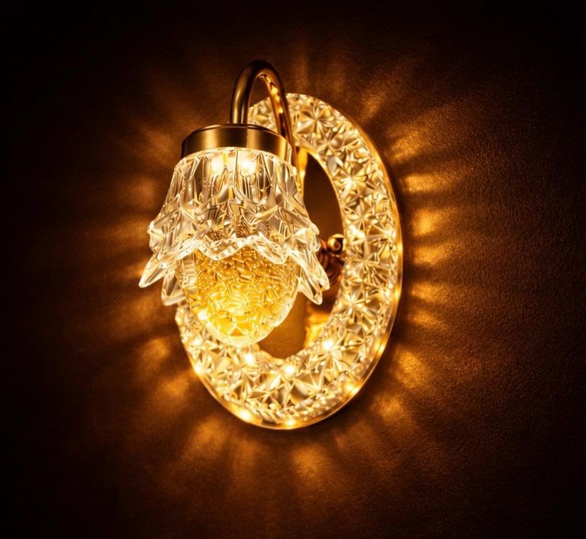 Image of 12 Watt Led Wall Light and Wall scones wall lamp for- Home, Kitchen, Bedside, Bedroom, Living Room, Office, Indoor, Bedside, Mirror Side, Diwali Lighting (Yellow Wall)