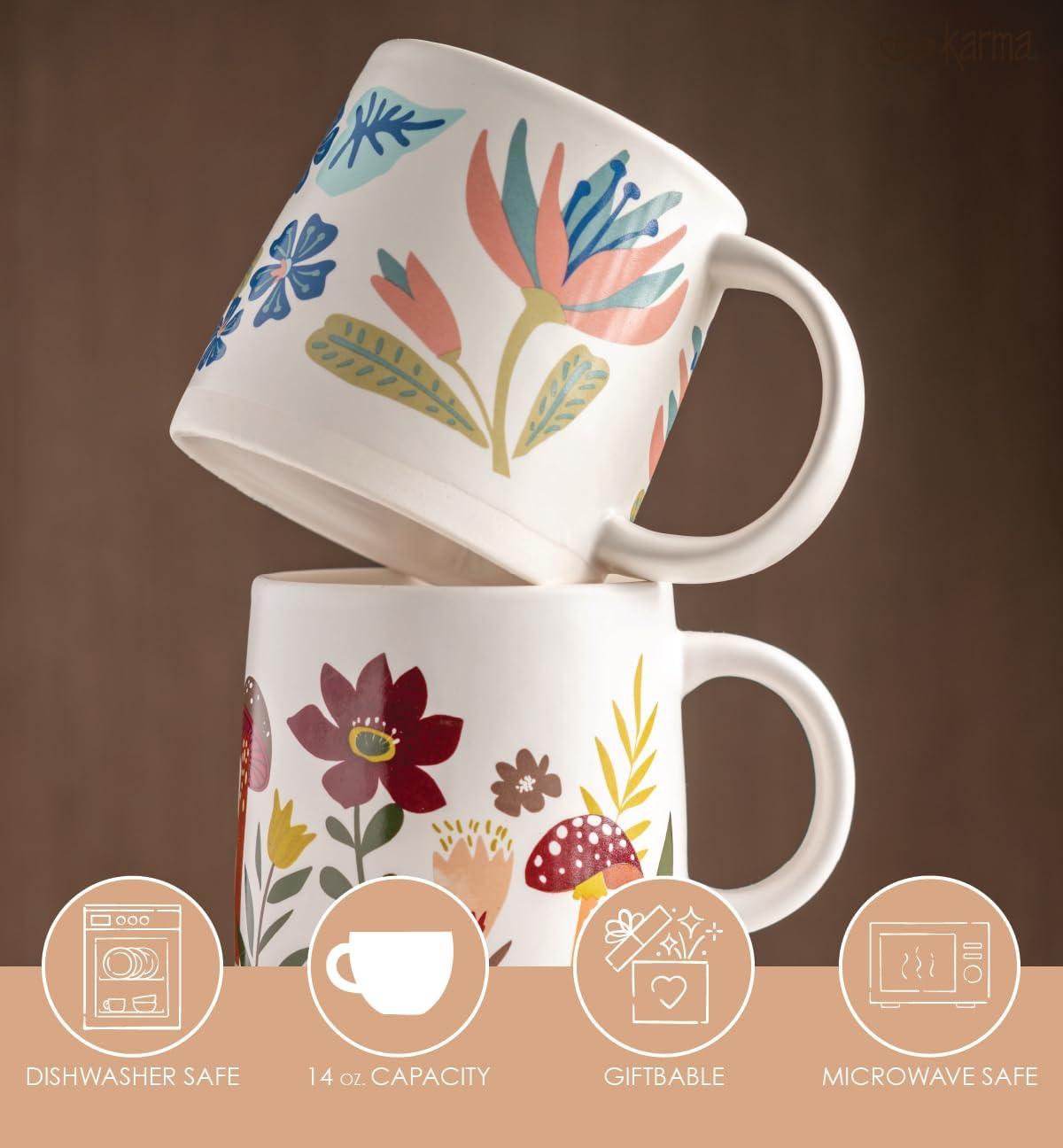 Karma, 14 oz Shelly Mug - Cute Coffee and Tea Mug - Ceramic Coffee Mugs for Women and Men, Stay Wild - Image 4