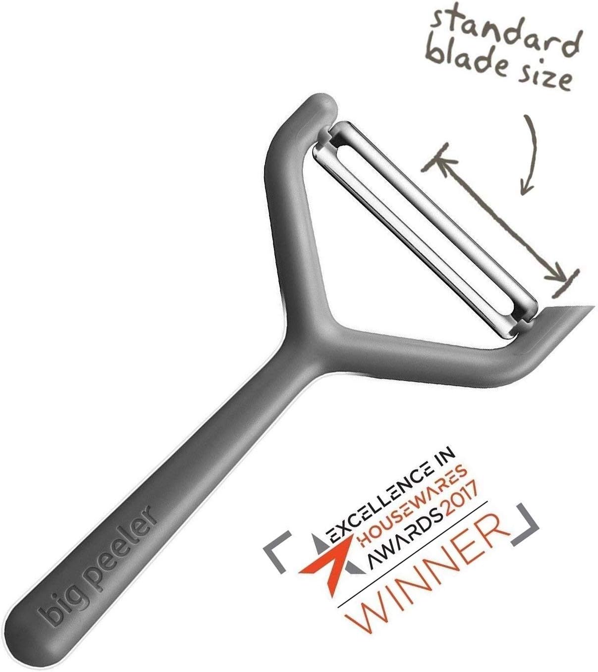 New Soda Big Peeler, Extra Wide Large Fruit & Vegetable Peeler, Ultra Sharp, Twice As Fast - Blade 50% Larger Than Standard Blades (Grey) (Grey&White)