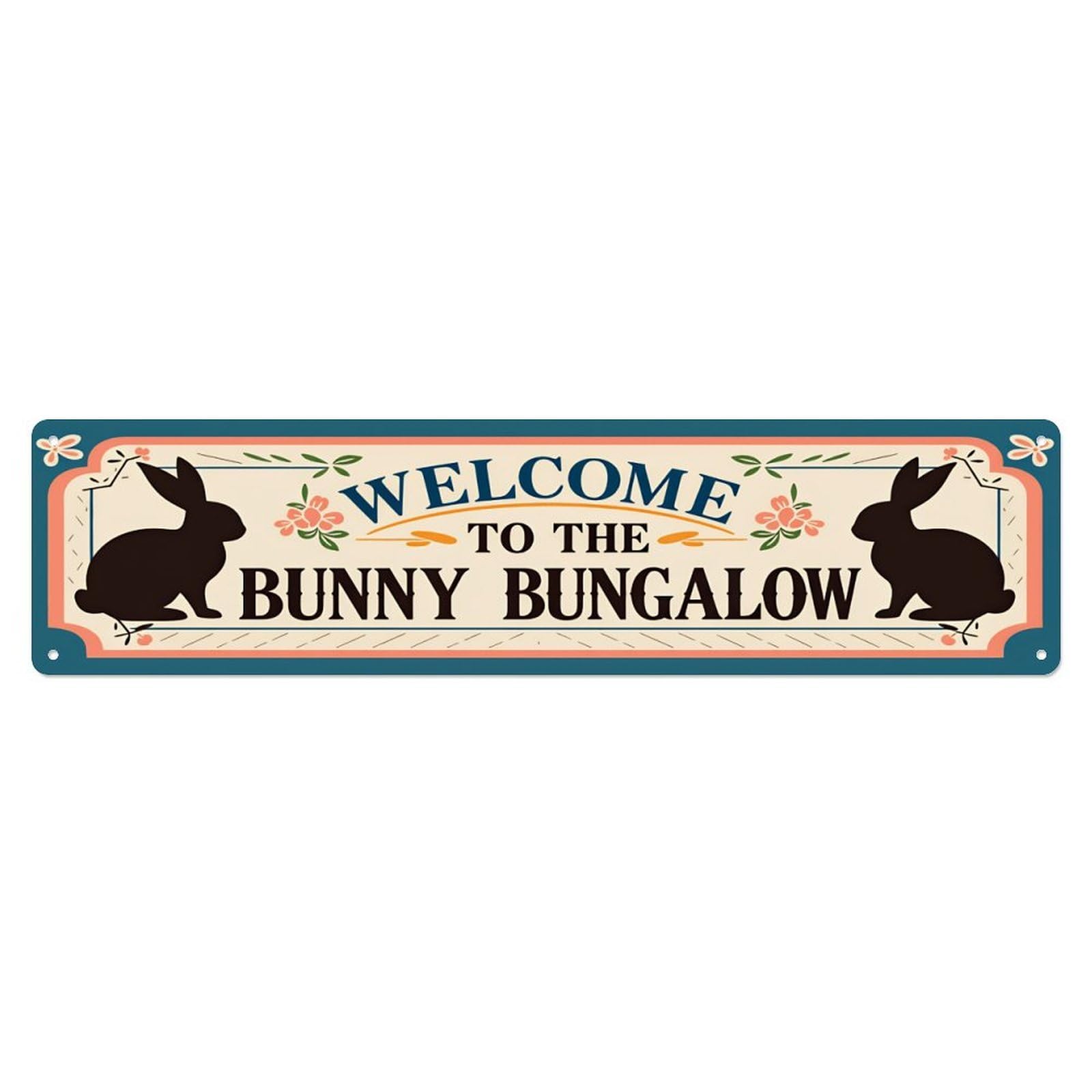 Welcome To Bunny Bungalow Rabbit Long Sign Vintage Aluminium Metal Sign, Retro Wall Decor for Home, Bar, Garage & Farmhouse 10 * 40cm