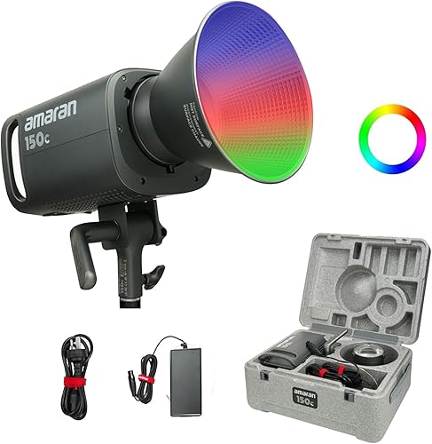 Aputure Amaran 150C RGBWW - Luz de video LED a todo color, 150 W, bicolor, 2500 K a 7500 K, montaje Bowens, luz continua, control de aplicación