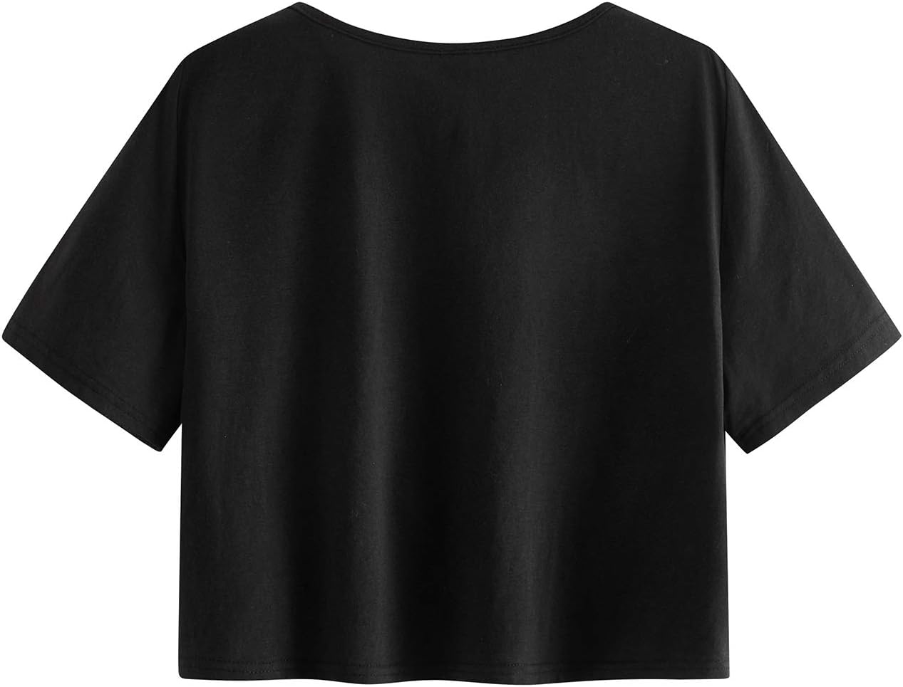 SweatyRocks Women's Casual V Neck Short Sleeve Soild Basic Crop Top T-Shirt - Image 2