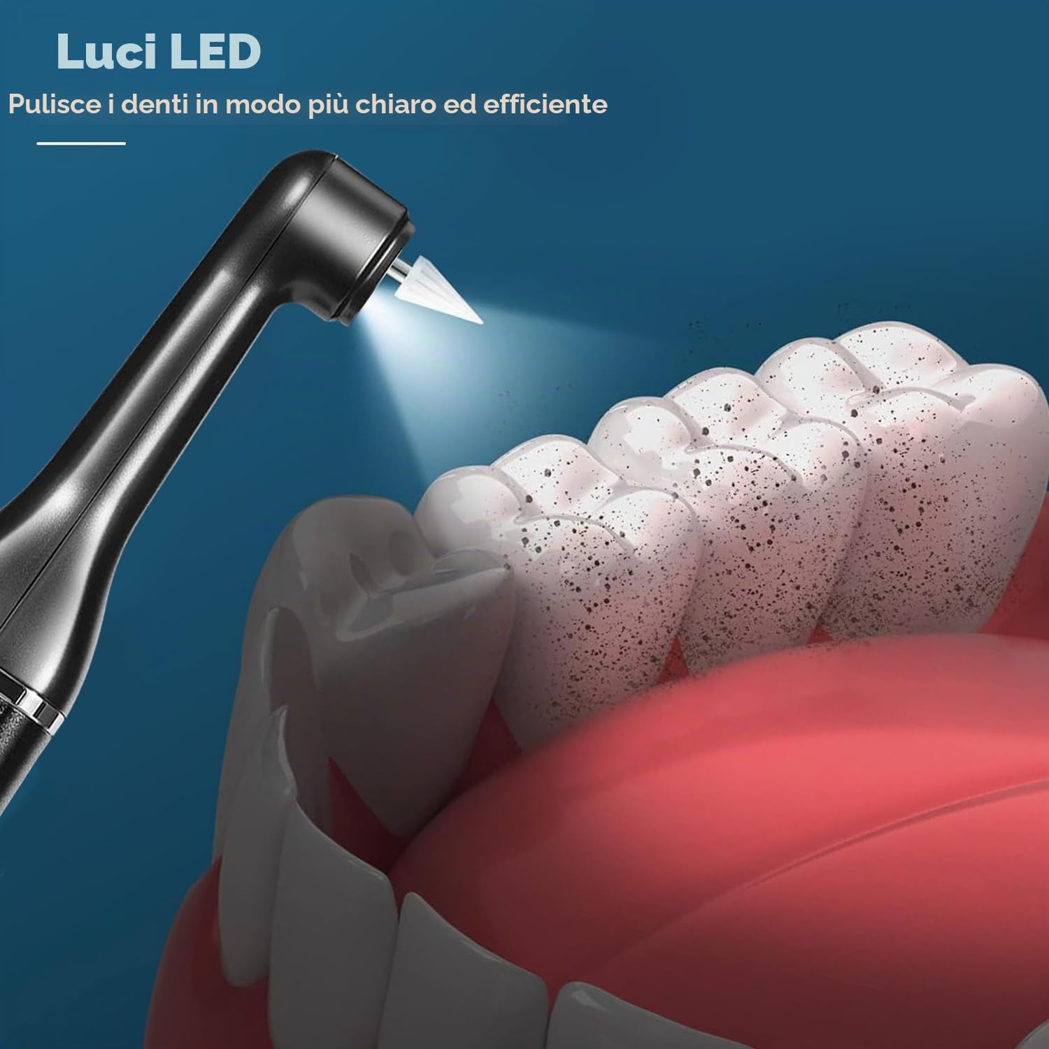 KSHOT Lucidatore elettrico, kit sbiancante per denti per la pulizia della placca, strumento per rimuovere le macchie dei denti, con 5 testine, 3 paste lucidanti IPX6 ricaricabili