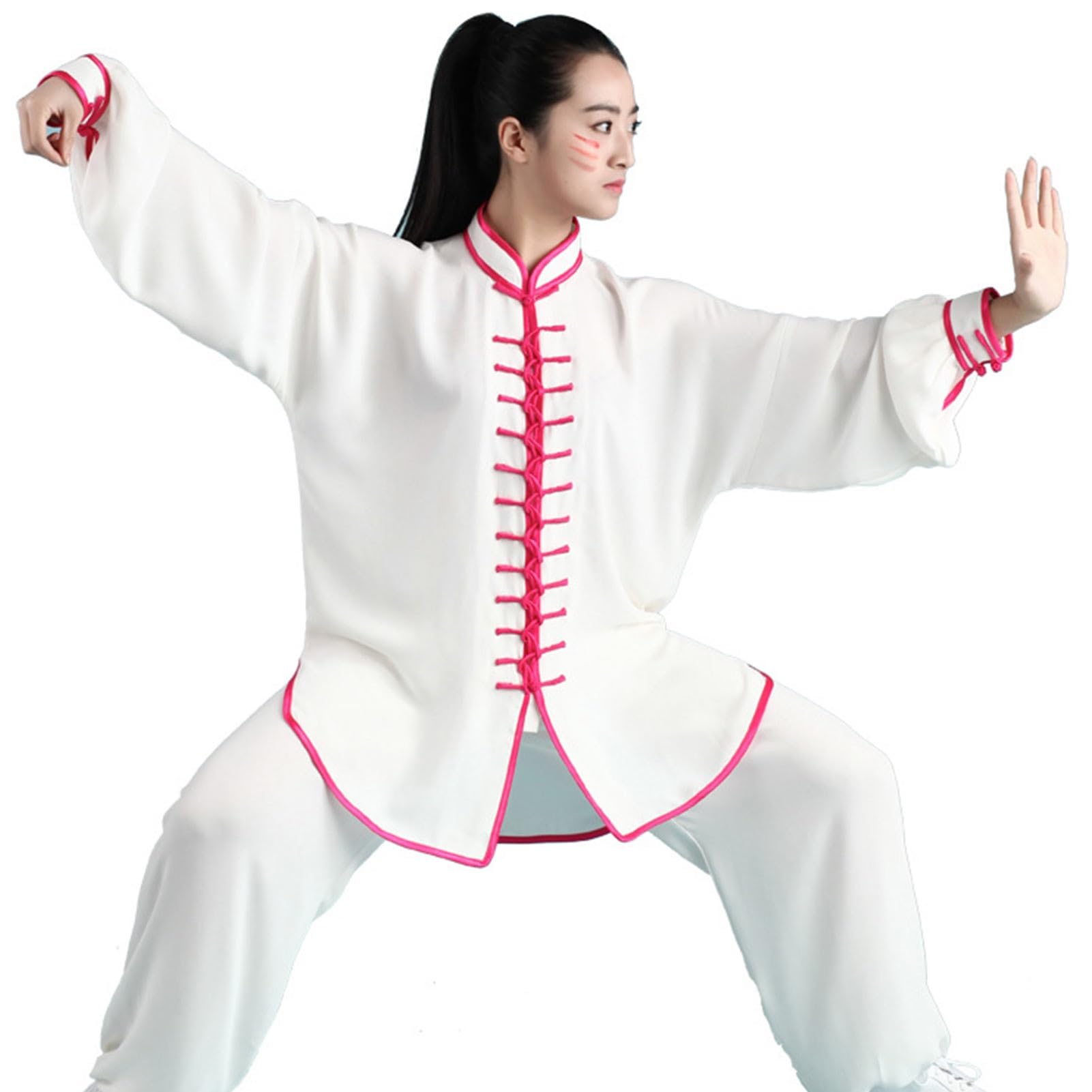 Tai Chi Abbigliamento Uniforme Arti Marziali Cinese Tradizionale Uomo Donna Shaolin Kung Fu Taekwondo Abbigliamento da Allenamento in Cotone (Color : White, Size : XS)