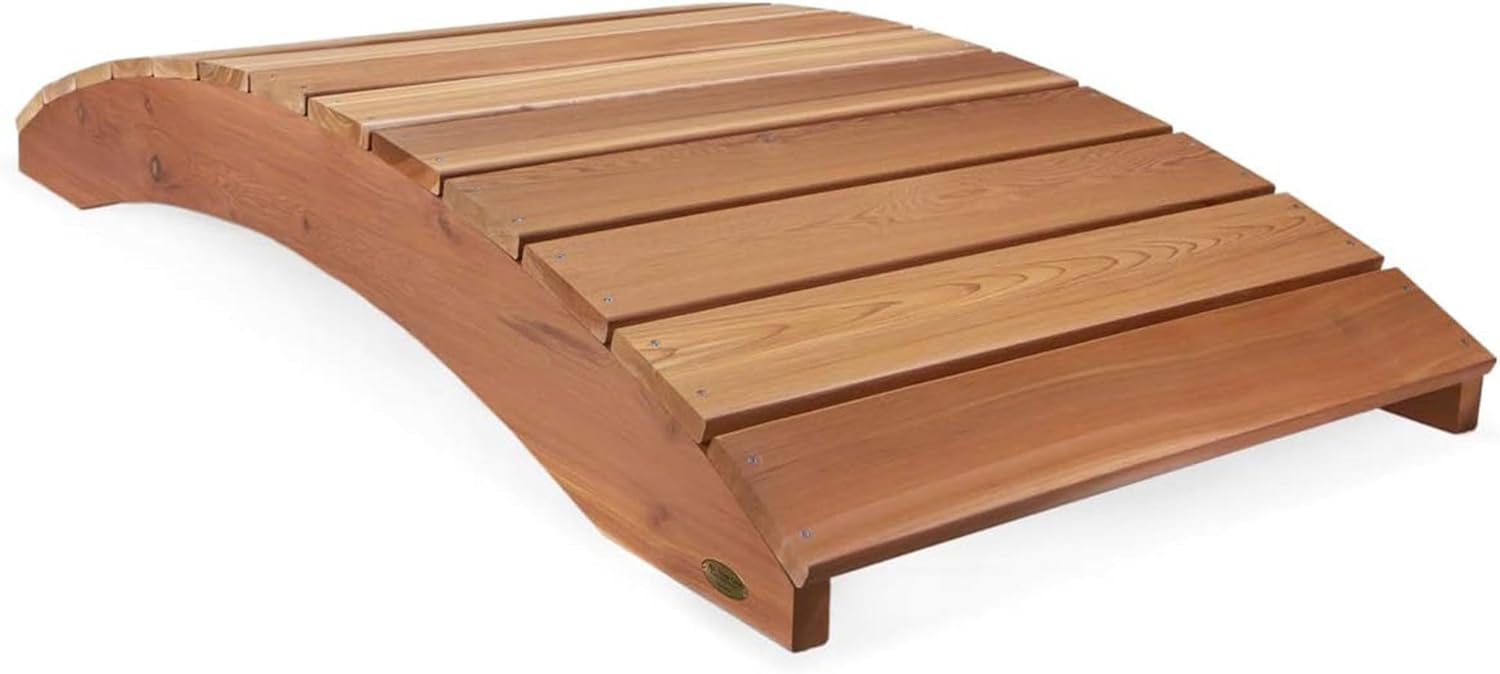 All Things Cedar Wooden Bridge, Outdoor Garden Walkway for Backyard Ponds, 4', Natural - Landscaping Pathway Wood Decor and Accessories for Yard and Patio